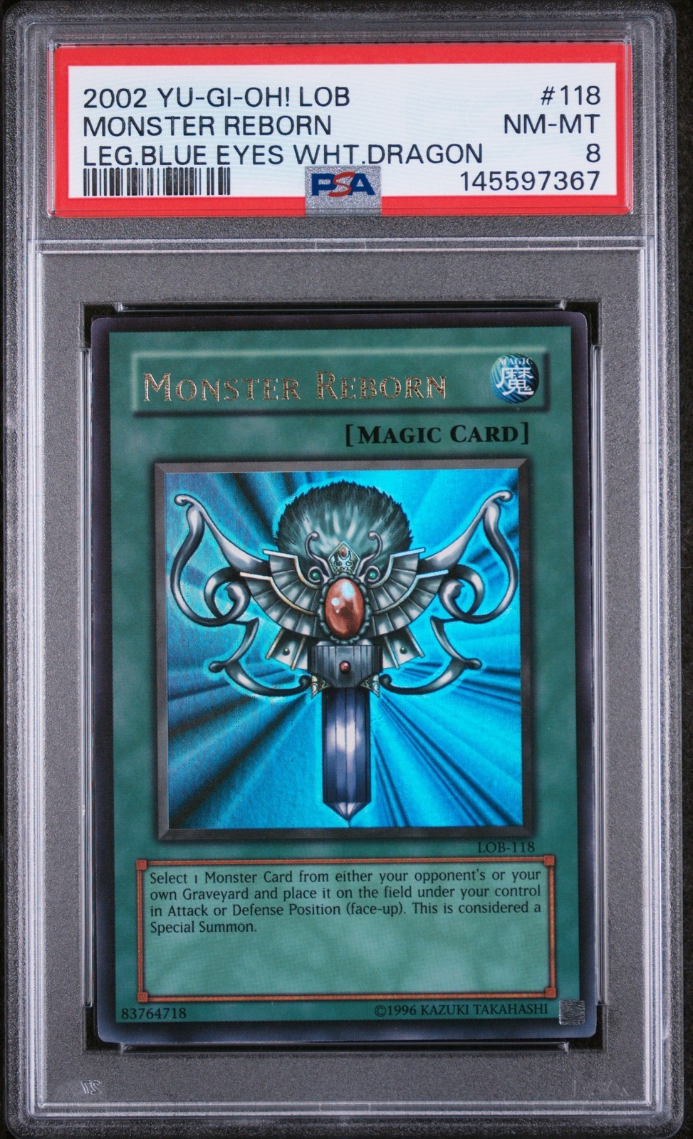 遊戯王英語版 2002 LOB-LEGEND OF BLUE EYES WHITE DRAGON MONSTER REBORN #118 PSA 8 鑑定済【中古】｜Basqueバスク