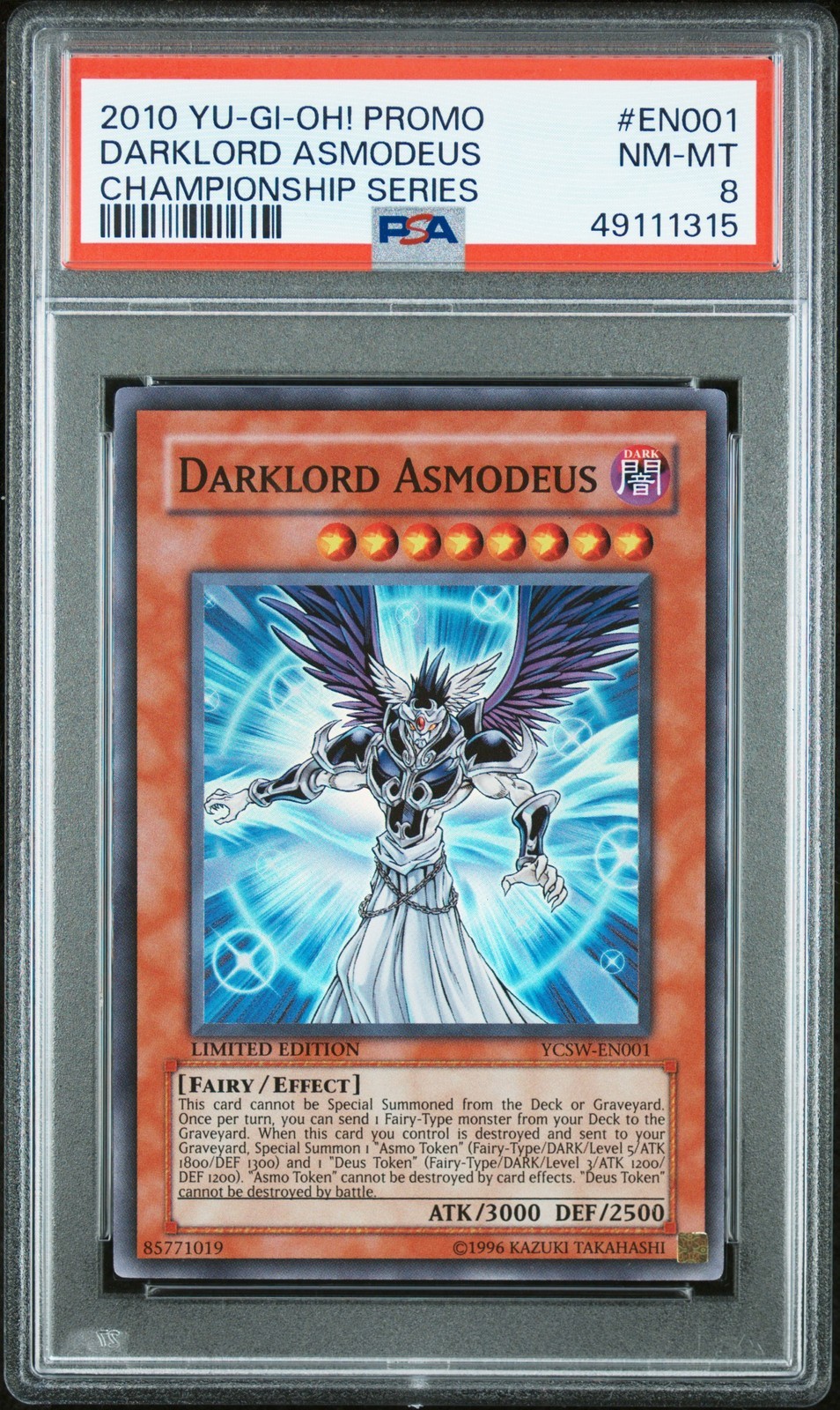 遊戯王英語版 2010 CHAMP SER DARKLORD ASMODEUS プロモ EN001 PSA 8 鑑定済【中古】｜Basqueバスク