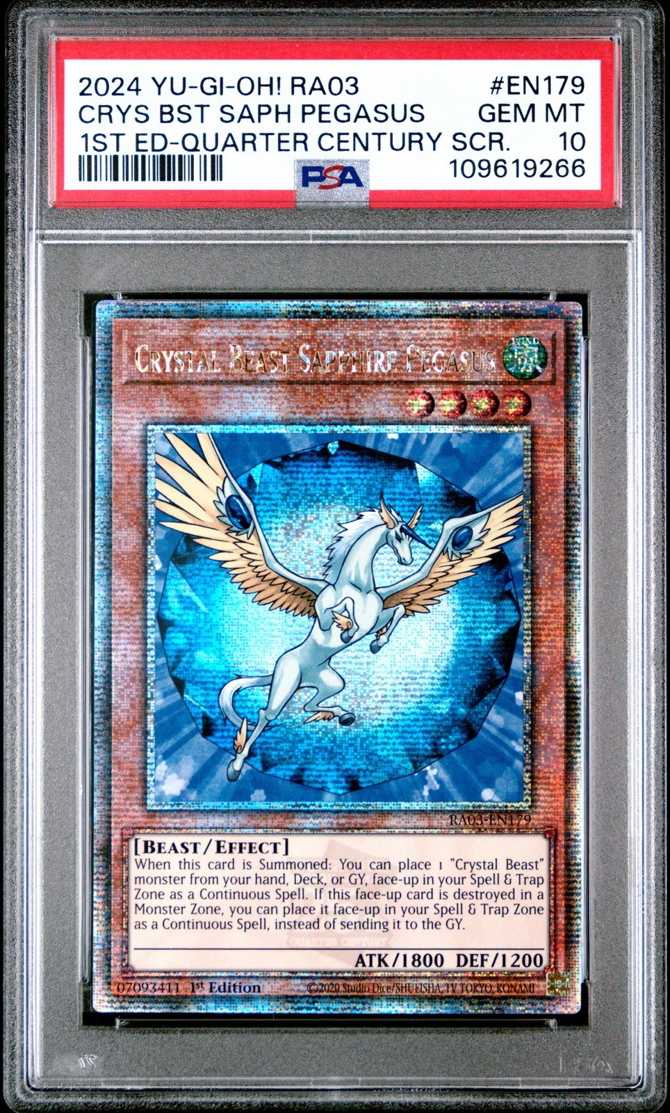 遊戯王英語版 2024 1st Ed Crystal Beast Sapphire Pegasus Quarter Century Secret Rare PSA 10 鑑定済【中古】｜Basqueバスク