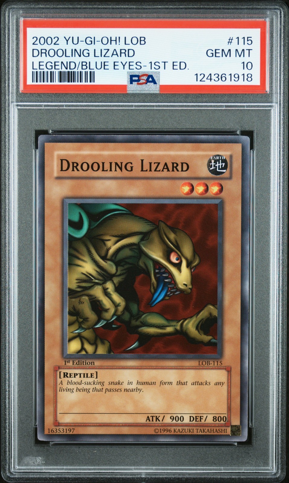 遊戯王英語版 2002 Legend of Blue Eyes White Dragon Drooling Lizard #115 PSA 10 鑑定済【中古】｜Basqueバスク