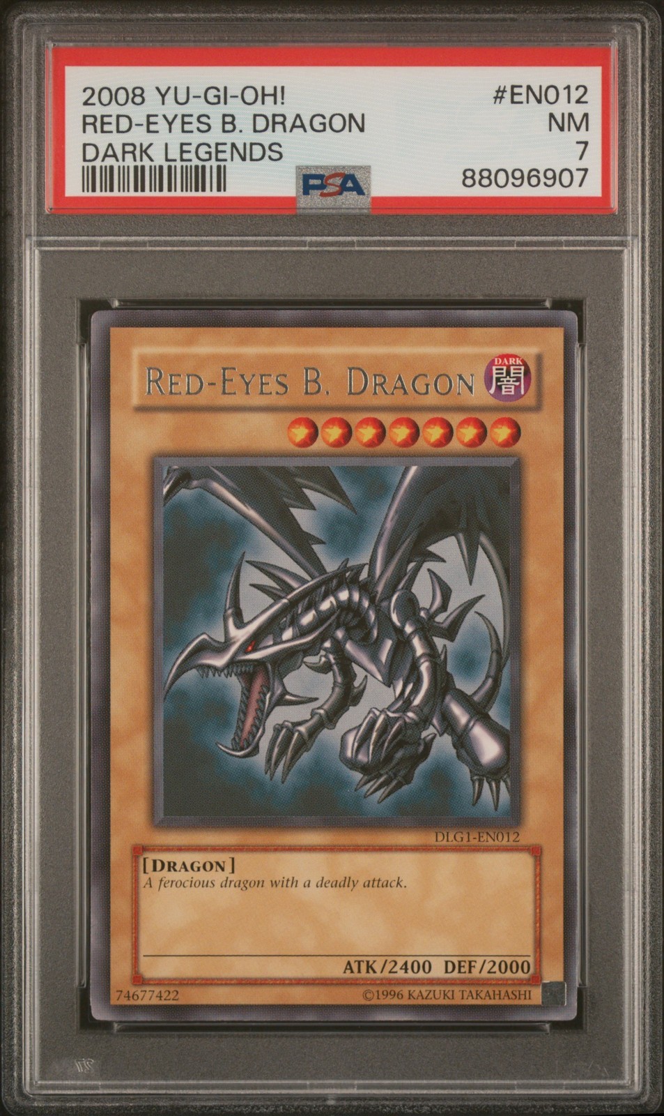 遊戯王英語版 2008 DARK LEGENDS ダークレジェンズ RED-EYES B. DRAGON 真紅眼の黒竜 EN012 PSA 7 鑑定済【中古】｜Basqueバスク