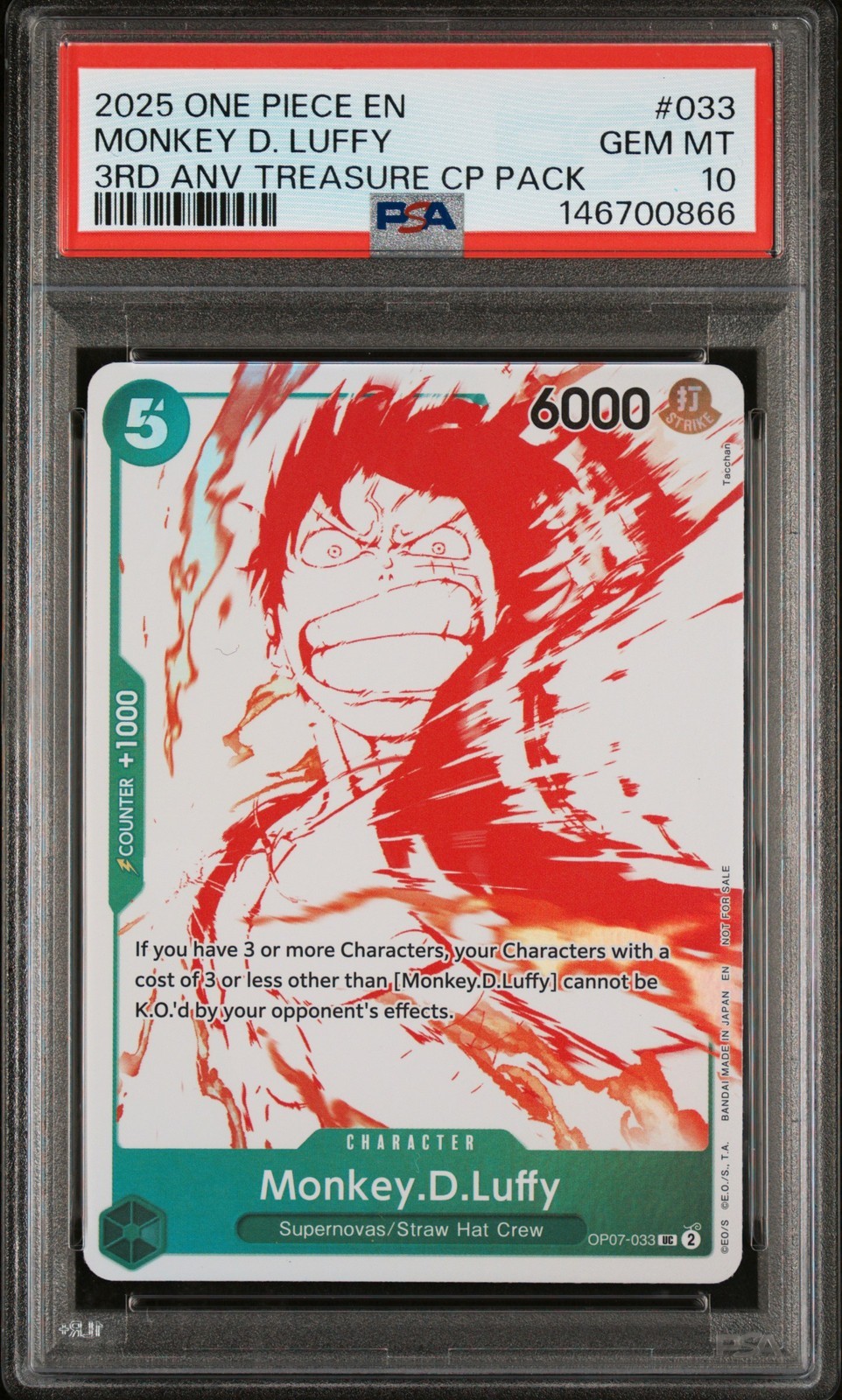 ワンピース英語版 2025 ONE PIECE 3RD ANNIVERSARY MONKEY D. LUFFY #033 PSA 10 鑑定済【中古】｜Basqueバスク