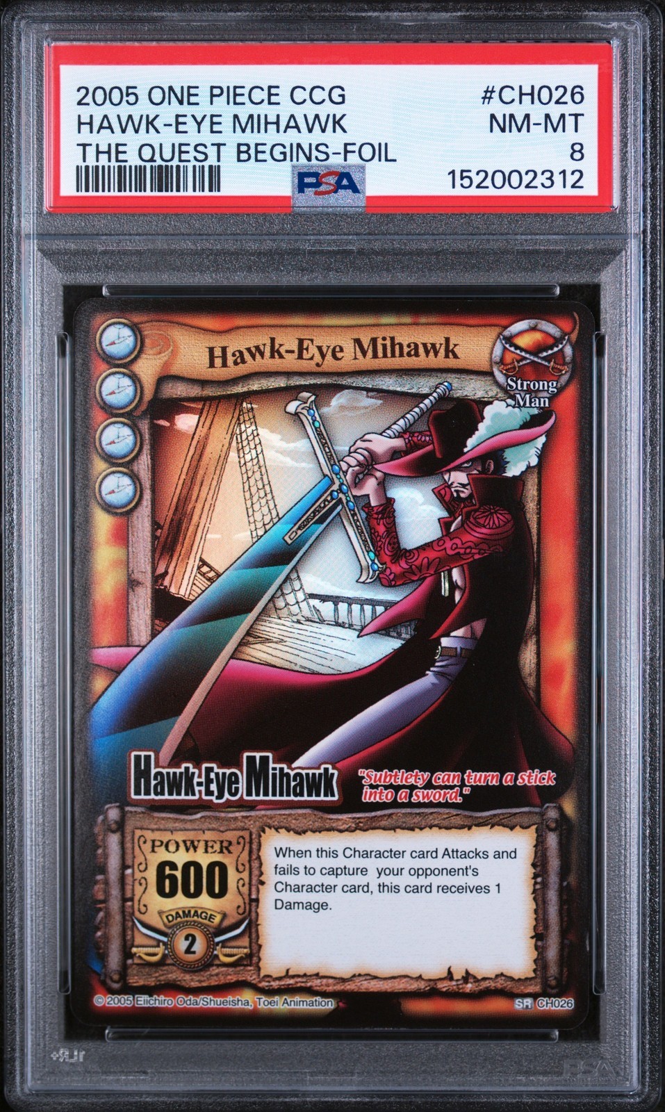 ワンピース英語版 2005 SHONEN JUMP'S ONE PIECE CCG THE QUEST BEGINS HAWK-EYE MIHAWK ホロ PSA 8 鑑定済【中古】|Basqueバスク
