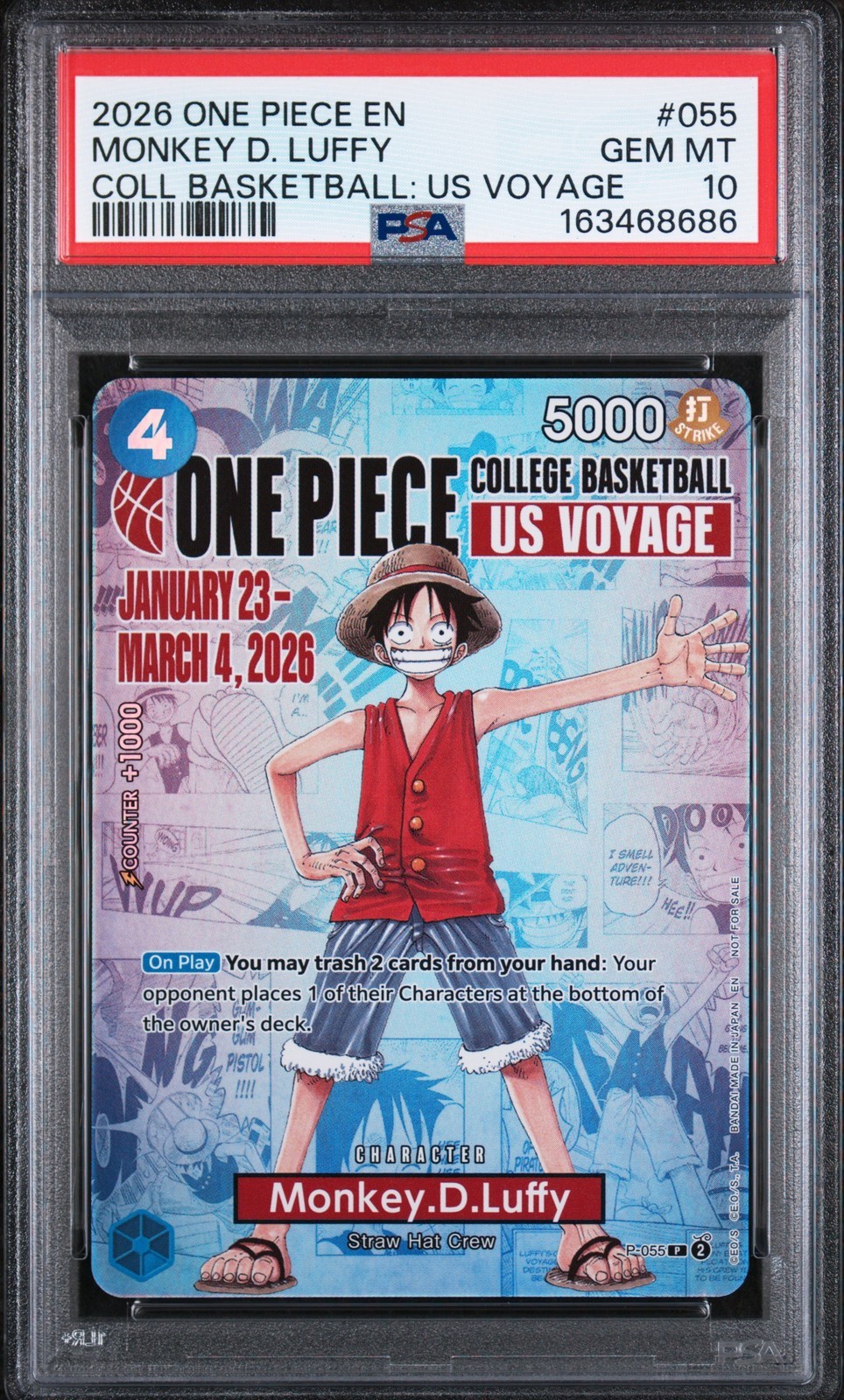 ワンピース英語版 2026 ONE PIECE PROMOS モンキー・D・ルフィ MONKEY D. LUFFY プロモ #055 PSA 10 鑑定済【中古】｜Basqueバスク
