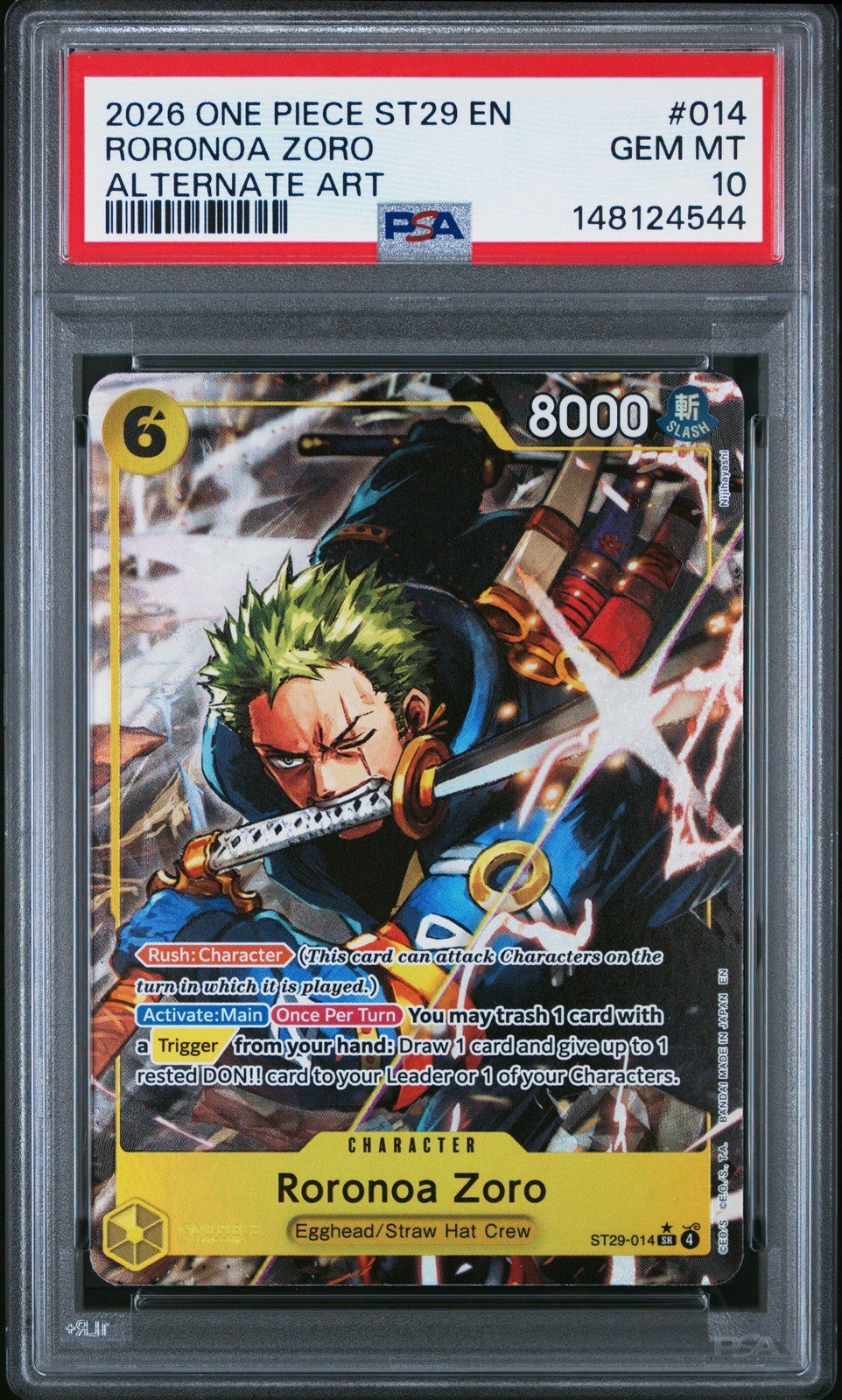 ワンピース英語版 2026 STARTER DECK ST29-EGGHEAD ロロノア・ゾロ ALTERNATE ART #014 PSA 10 鑑定済【中古】｜Basqueバスク