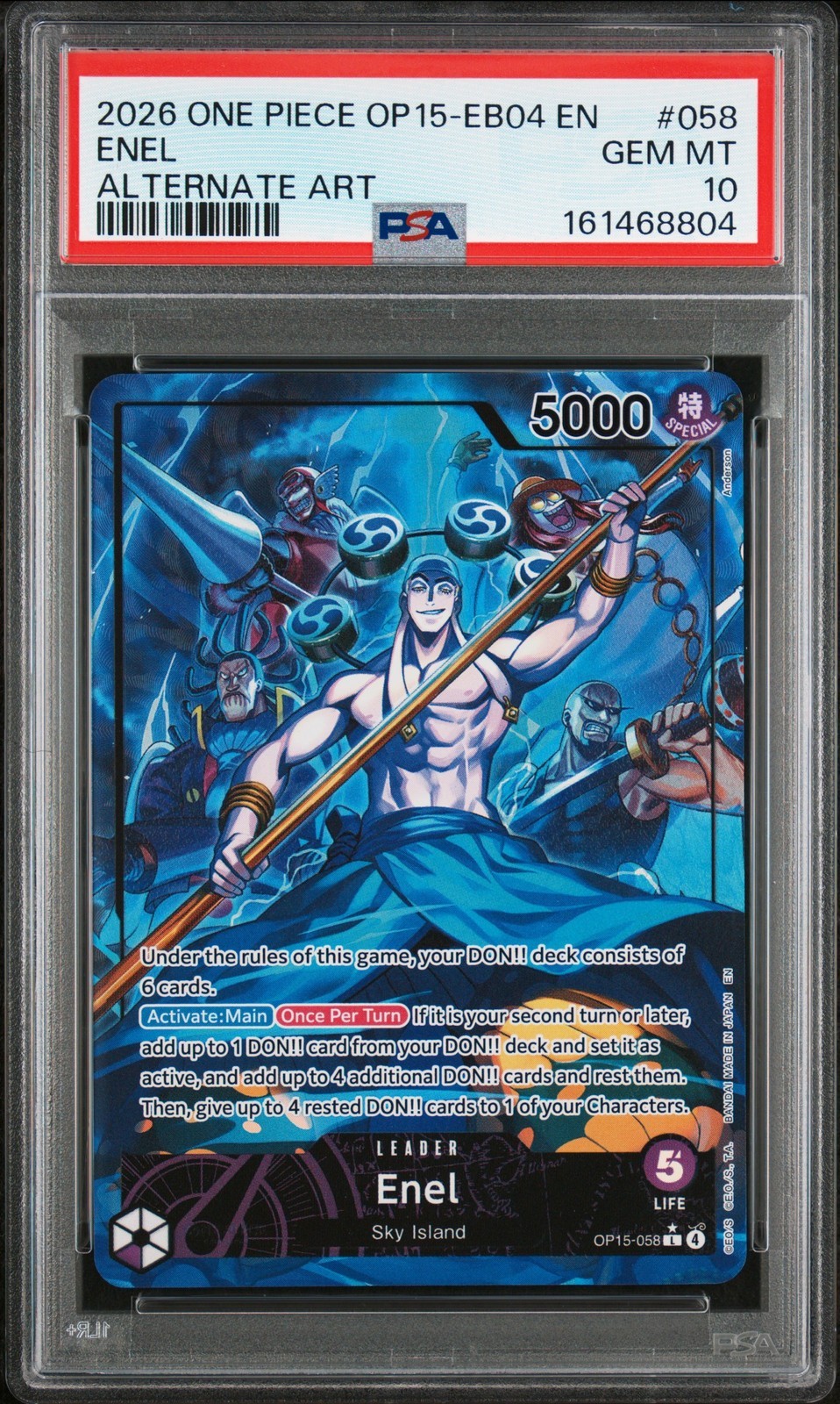 ワンピース英語版 2026 OP15-EB04 ADVENTURE ON KAMI'S ISLAND ENEL ALTERNATE ART PSA10 鑑定済【中古】|Basqueバスク