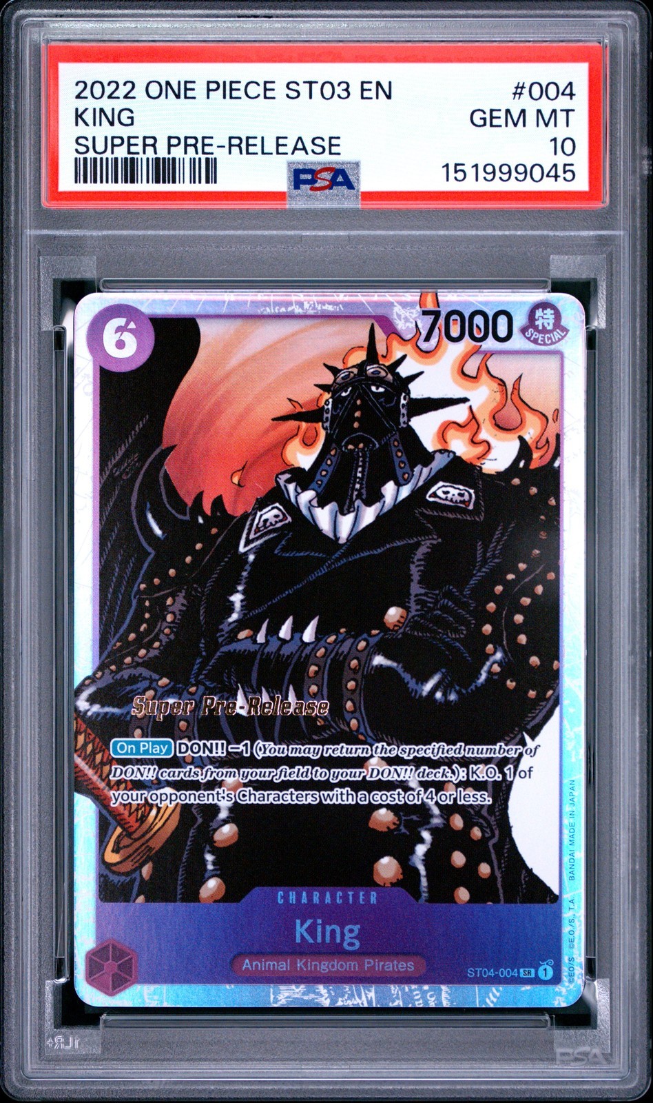 ワンピース英語版 2022 ONE PIECE STARTER DECK ST04-ANIMAL KINGDOM PIRATES KING #004 PSA 10 鑑定済【中古】｜Basqueバスク