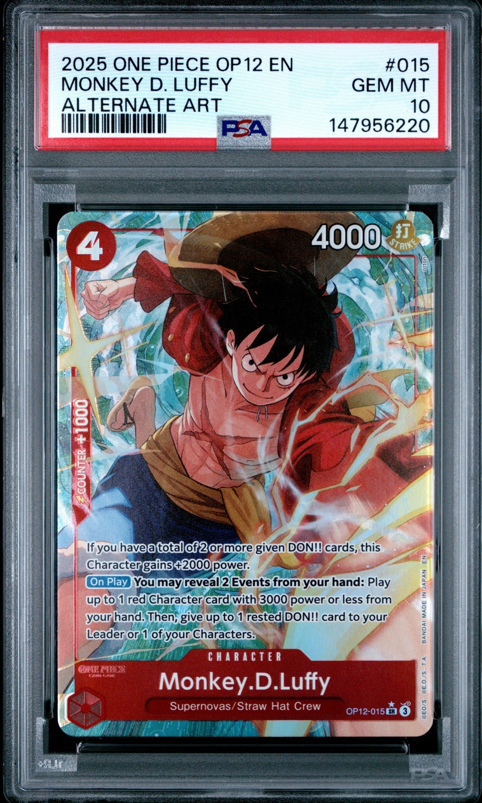 ワンピース英語版 2025 OP12-LEGACY OF THE MASTER MONKEY D. LUFFY ALTERNATE ART PSA 10 鑑定済【中古】|Basqueバスク
