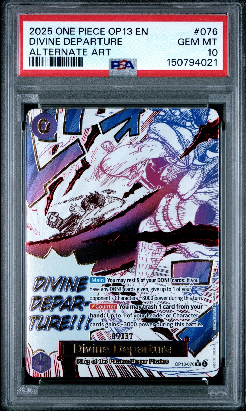ワンピース英語版 2025 ONE PIECE OP13 CARRYING ON HIS WILL DIVINE DEPARTURE ALT ART PSA 10 鑑定済【中古】｜Basqueバスク 27,335円
