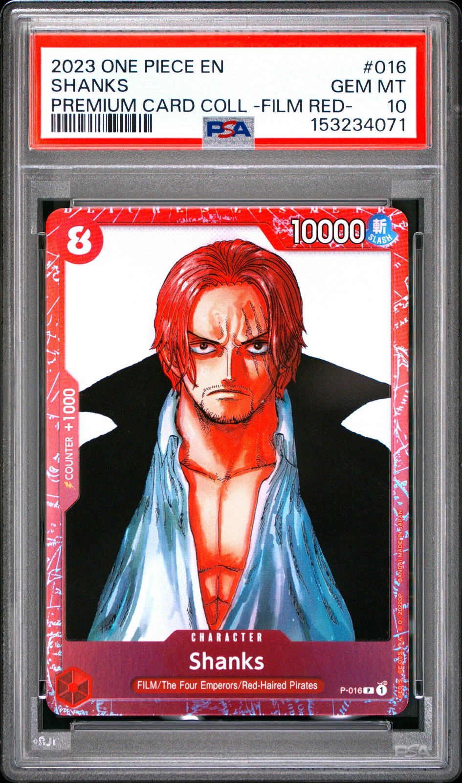 ワンピース英語版 2023 ONE PIECE PREMIUM CARD COLLECTION -ONE PIECE FILM RED- SHANKS プロモ #016 PSA 10 鑑定済【中古】|Basqueバスク