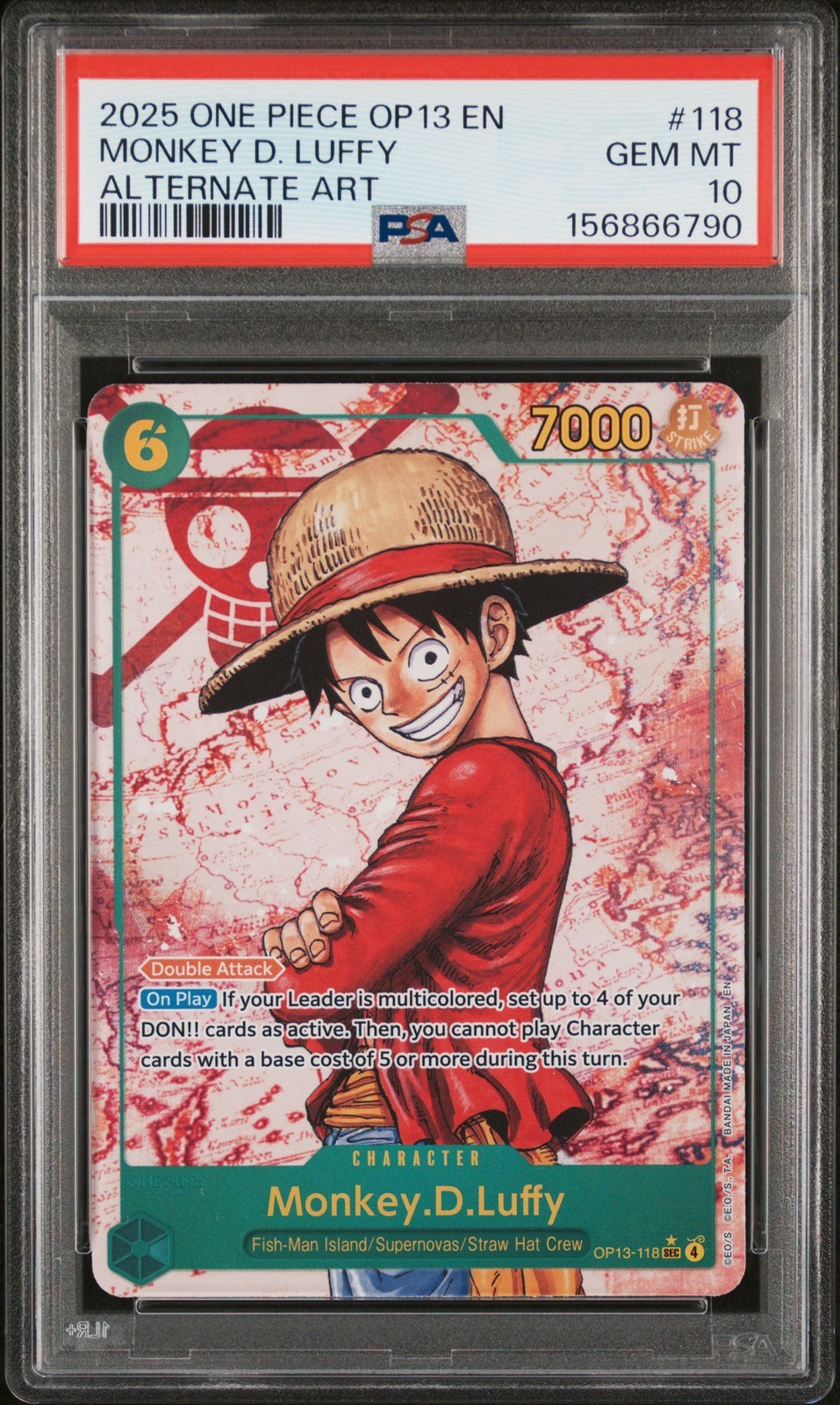 ワンピース英語版 2025 CARRYING ON HIS WILL モンキー・D・ルフィ ALTERNATE ART OP13 PSA 10 鑑定済【中古】｜Basqueバスク