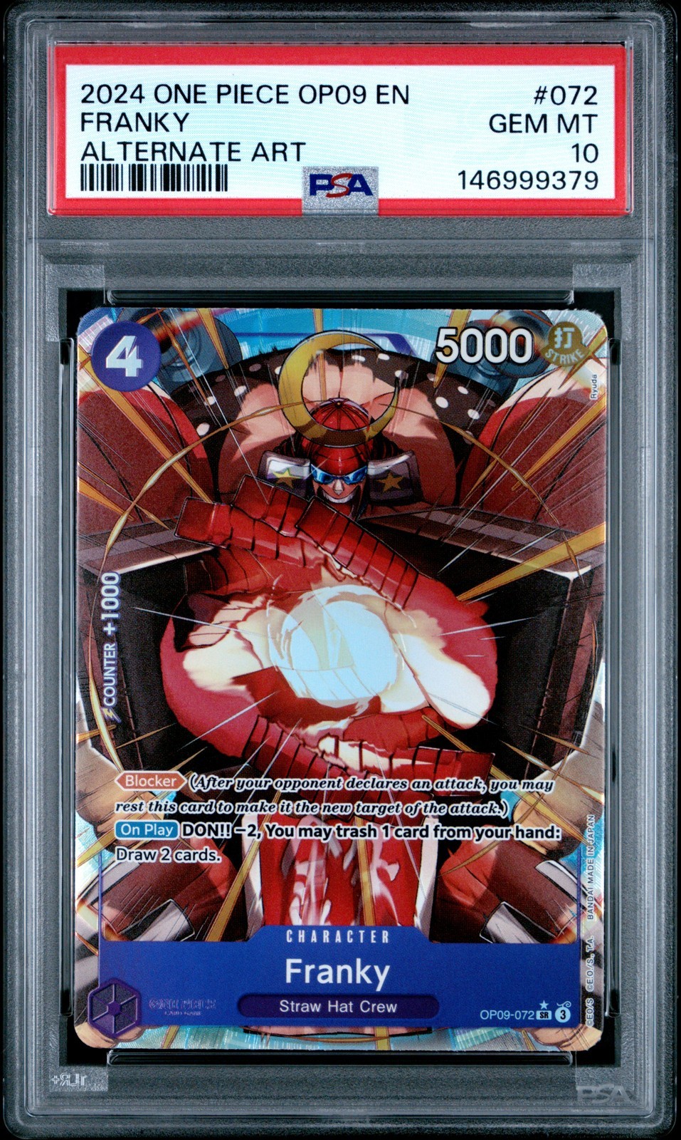 ワンピース英語版 2024 OP09 Emperors in the New World フランキー Franky Alternate Art #072 PSA10 鑑定済【中古】|Basqueバスク