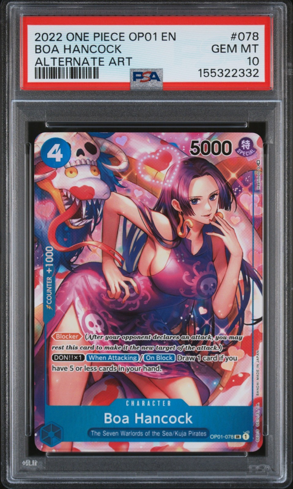 ワンピース英語版 2022 ONE PIECE ROMANCE DAWN ボア・ハンコック BOA HANCOCK ALTERNATE ART #078 PSA 10 鑑定済【中古】｜Basqueバスク