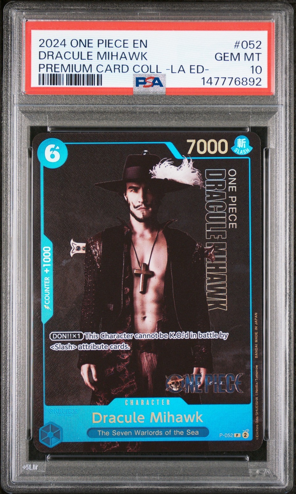 ワンピース英語版 PREMIUM CARD COLLECTION -LIVE ACTION EDITION- DRACULE MIHAWK ジュラキュール・ミホーク PSA 10 鑑定済【中古】|Basqueバスク