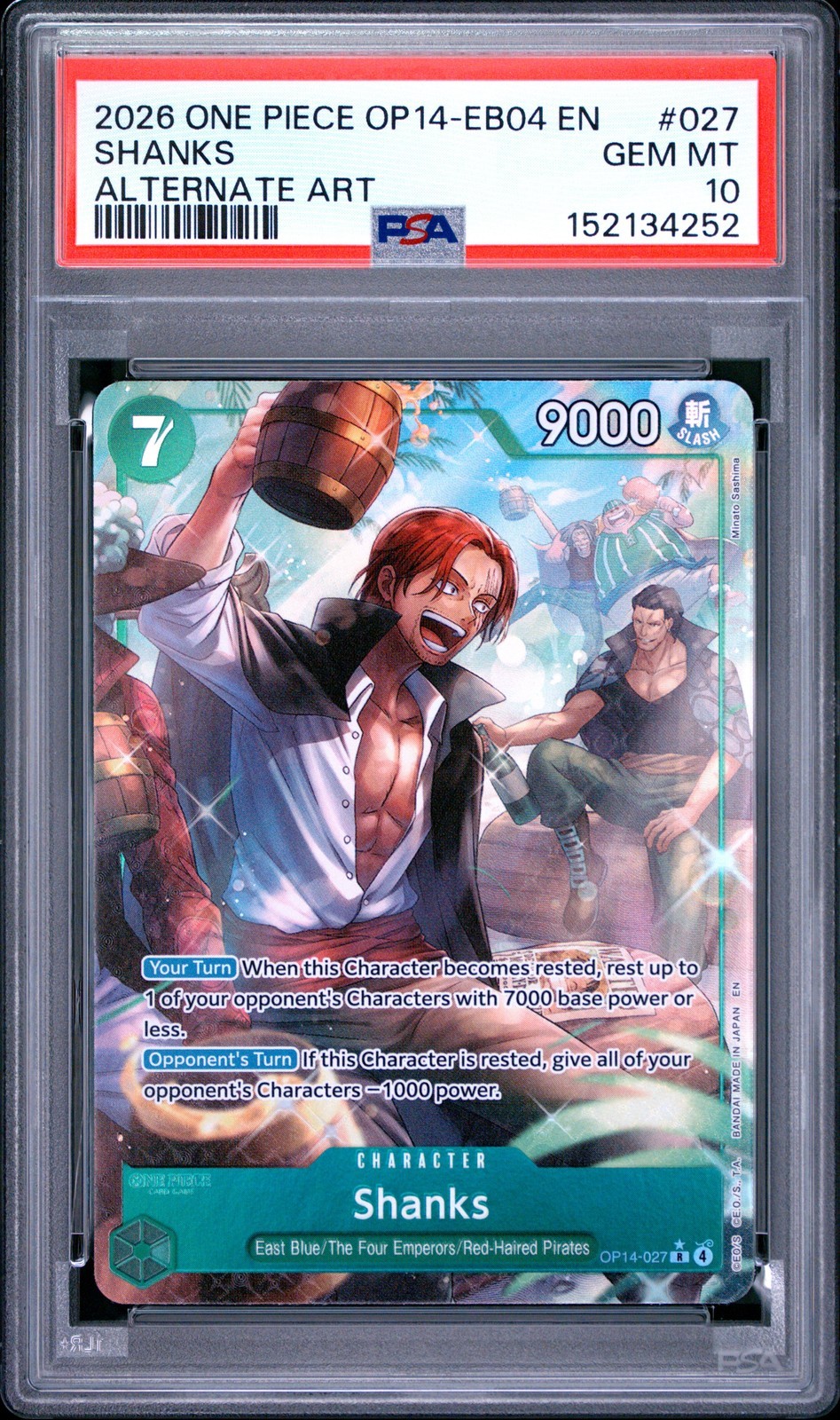 ワンピース英語版 2026 OP14-EB04 THE AZURE SEA'S SEVEN SHANKS ALTERNATE ART #027 PSA 10 鑑定済【中古】｜Basqueバスク