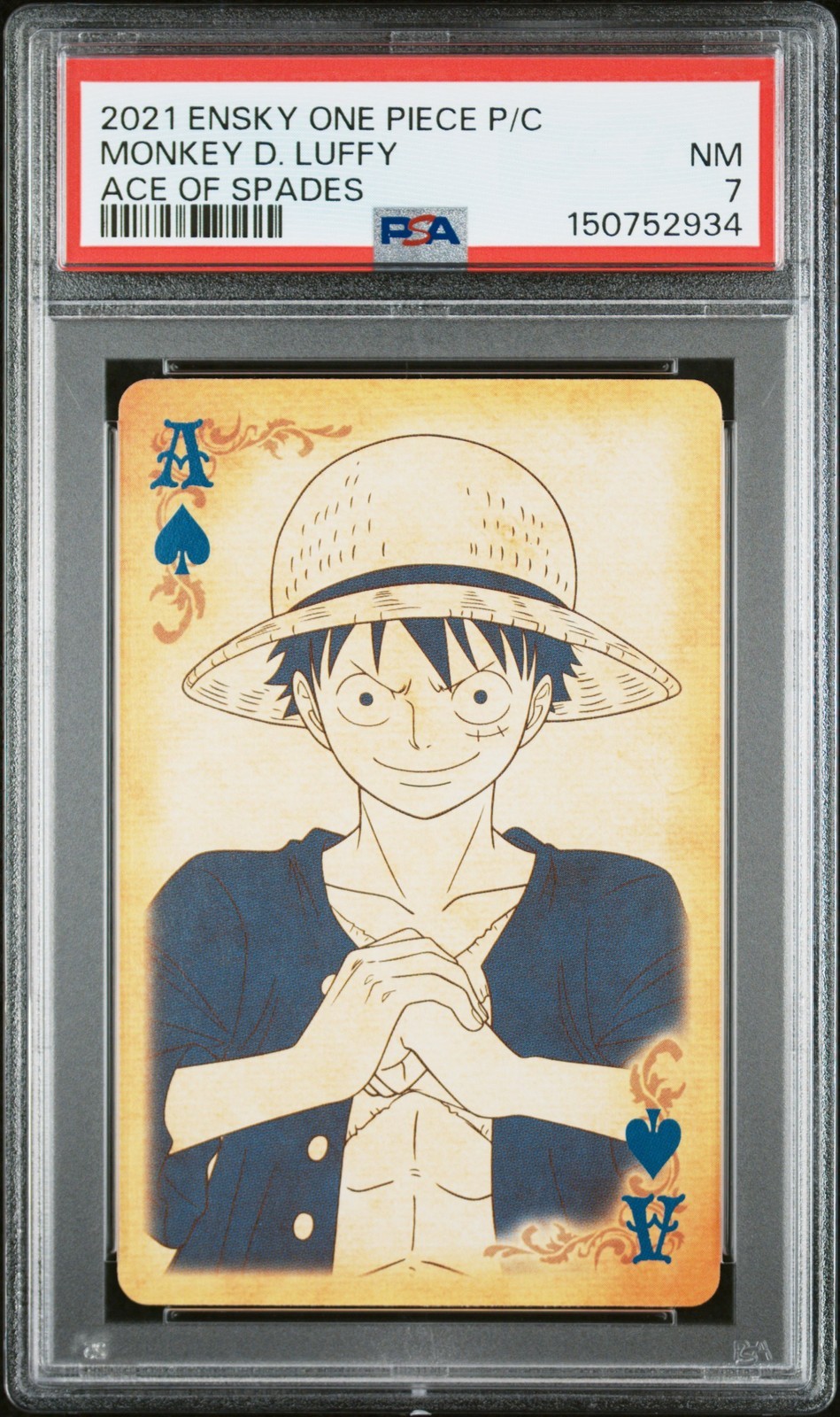ワンピース英語版 2021 Ensky One Piece Playing Cards Monkey D. Luffy Ace of Spades PSA 7 鑑定済【中古】|Basqueバスク
