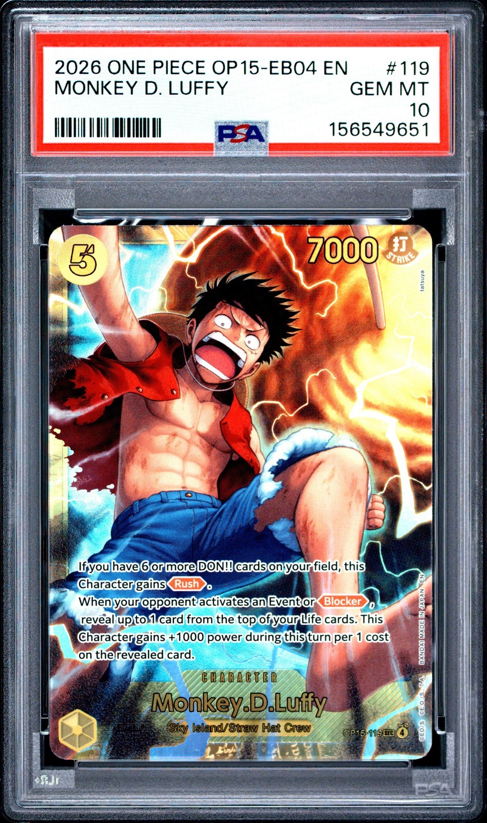 ワンピース英語版 2026 OP15-EB04-ADVENTURE ON KAMI'S ISLAND MONKEY D. LUFFY #119 PSA 10 鑑定済【中古】|Basqueバスク