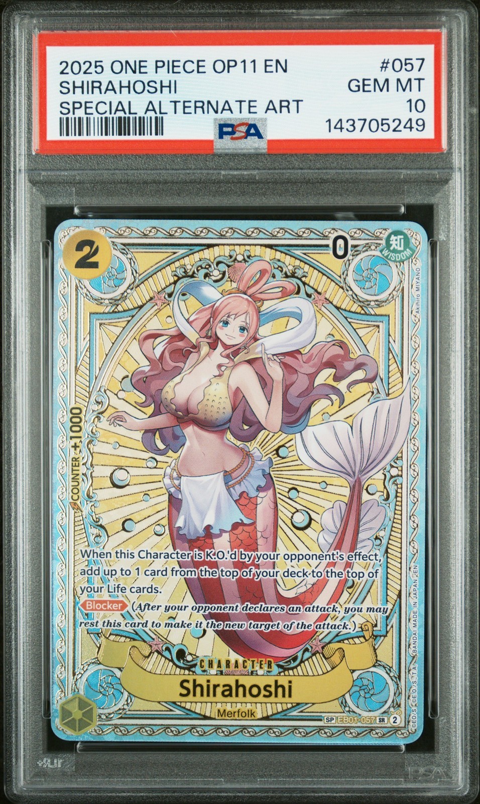 ワンピース英語版 2025 FIST OF DIVINE SPEED SHIRAHOSHI #057 PSA 10 鑑定済【中古】｜Basqueバスク