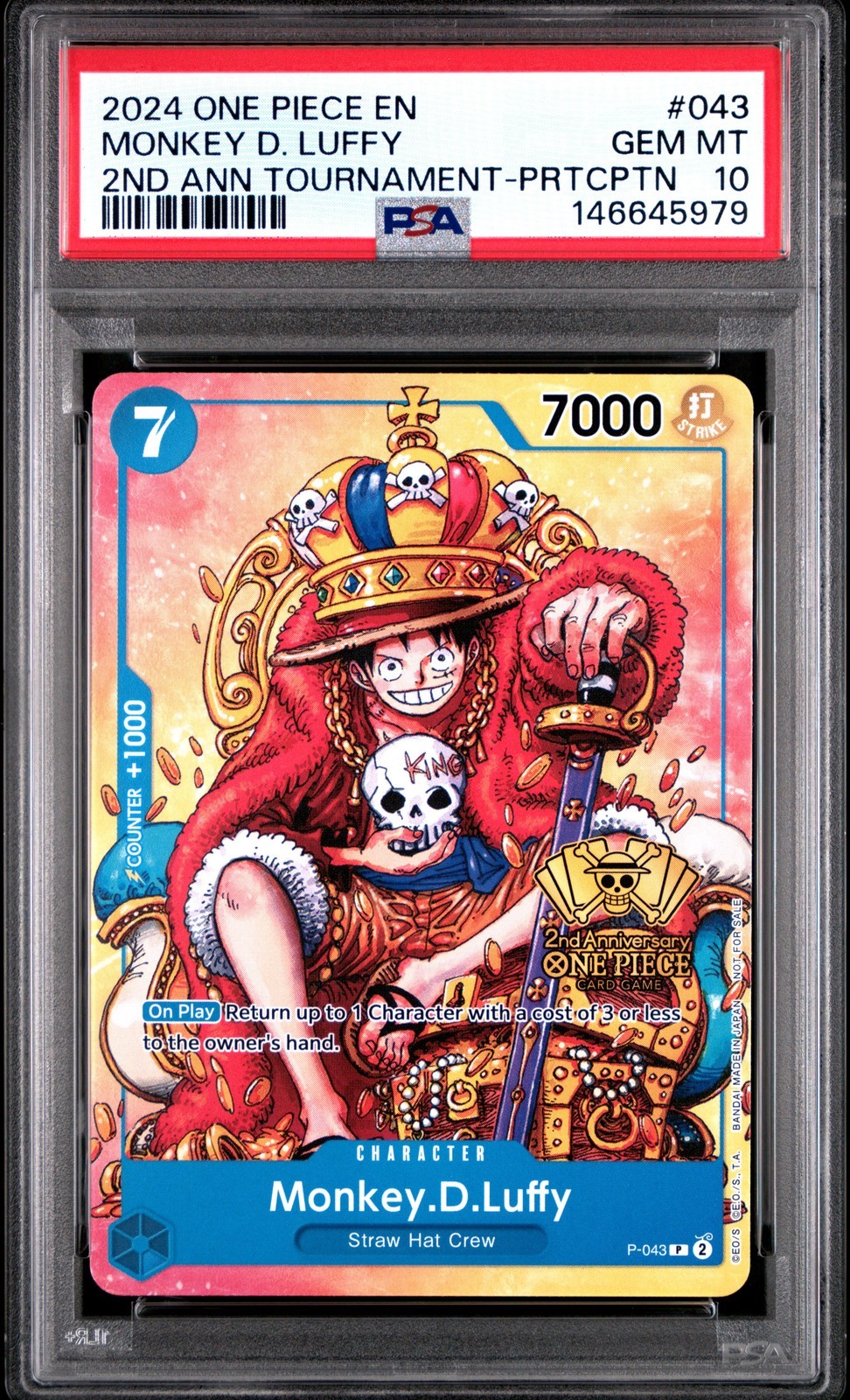 ワンピース英語版 2024 ワンピース プロモ ONE PIECE PROMOS モンキー・D・ルフィ MONKEY D. LUFFY #043 PSA 10 鑑定済【中古】｜Basqueバスク