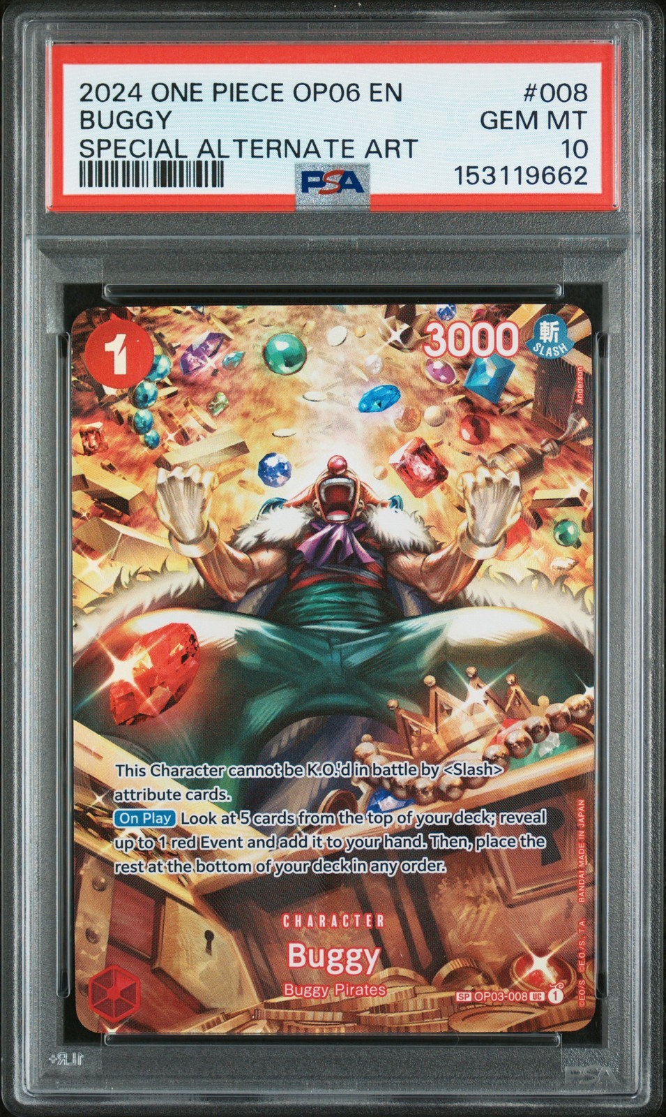 ワンピース英語版 2024 OP06-WINGS OF THE CAPTAIN BUGGY バギー SPECIAL ALTERNATE ART #008 PSA 10 鑑定済【中古】｜Basqueバスク
