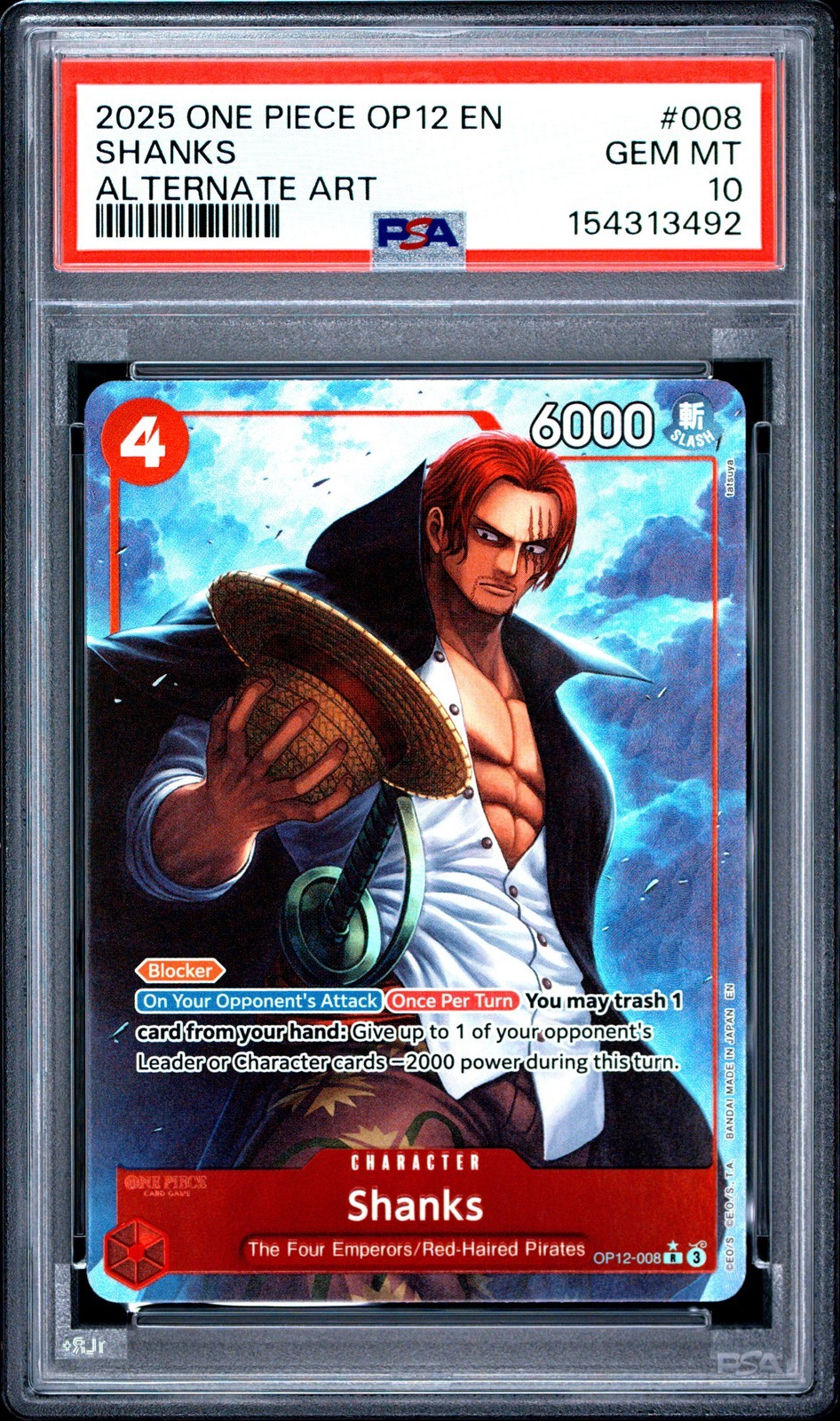 ワンピース英語版 2025 OP12-LEGACY OF THE MASTER シャンクス SHANKS ALTERNATE ART #008 PSA 10 鑑定済【中古】|Basqueバスク