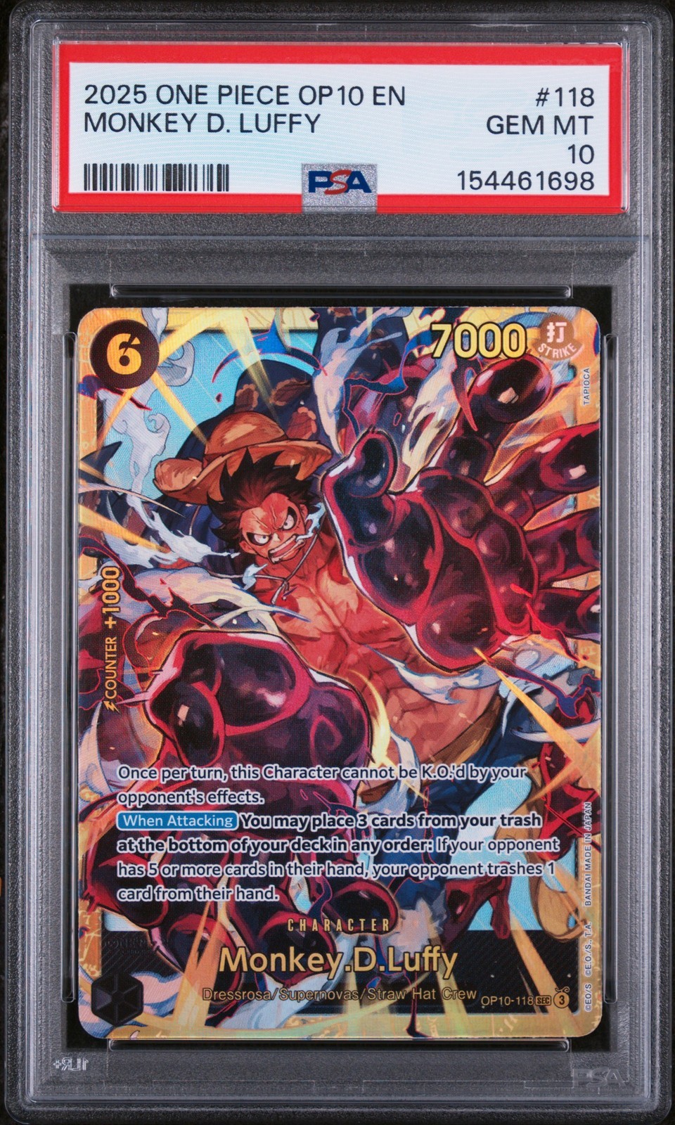 ワンピース英語版 2025 ONE PIECE OP10-ROYAL BLOOD MONKEY D. LUFFY モンキー・D・ルフィ #118 PSA 10 鑑定済【中古】|Basqueバスク
