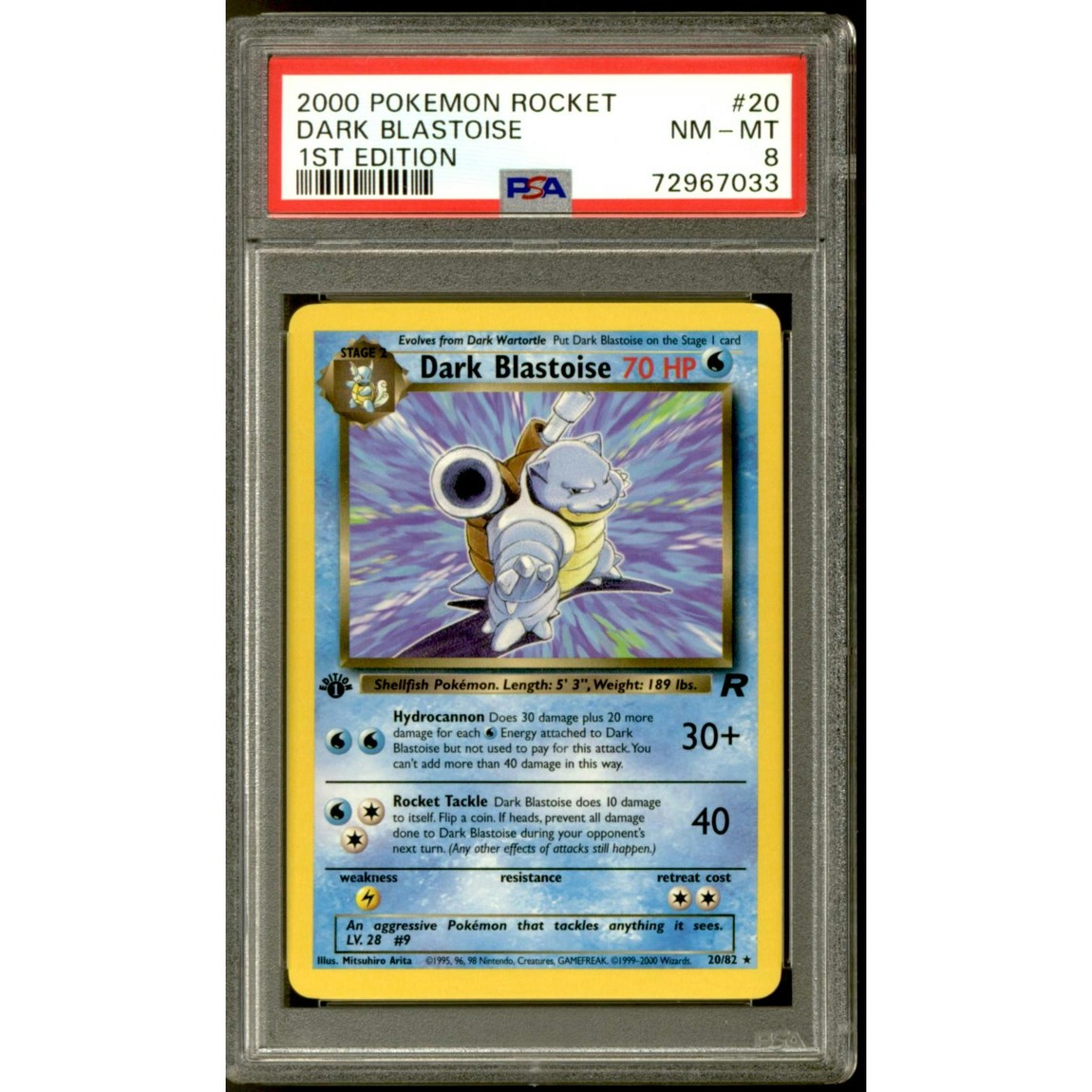 ポケモン英語版 2000 Team Rocket 1st Edition わるいカメックス 20/82 PSA 8 鑑定済【中古】|Basqueバスク