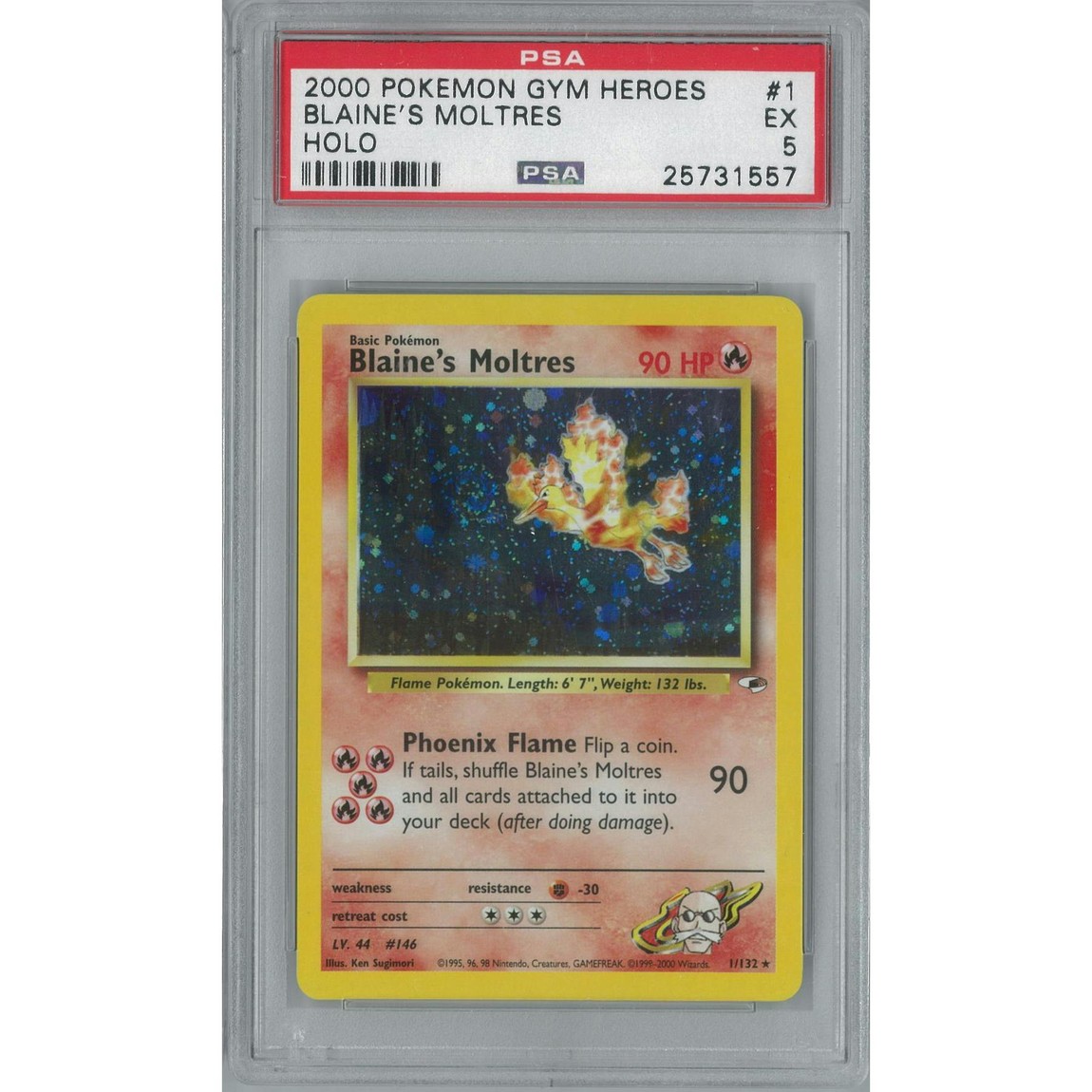 ポケモン英語版 2000 Gym Heroes カツラのファイヤー Blaine's Moltres 1/132 PSA 5 鑑定済【中古】｜Basqueバスク