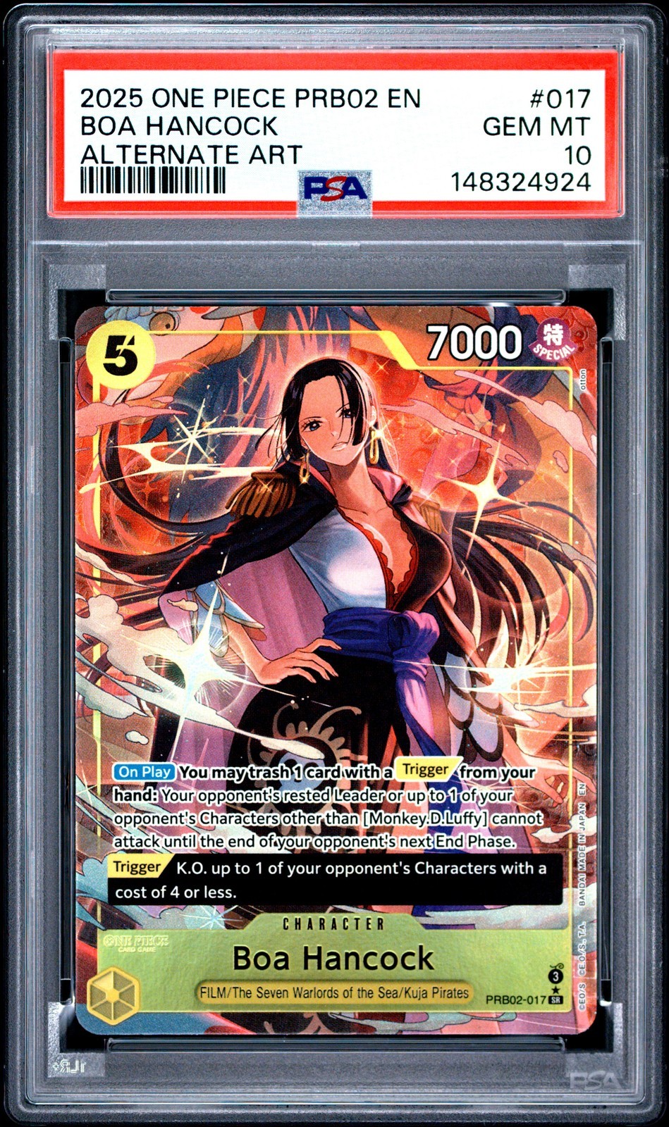 ワンピース英語版 2025 ALTERNATE ART ボア・ハンコック BOA HANCOCK パラレル #017 PSA 10 鑑定済【中古】｜Basqueバスク