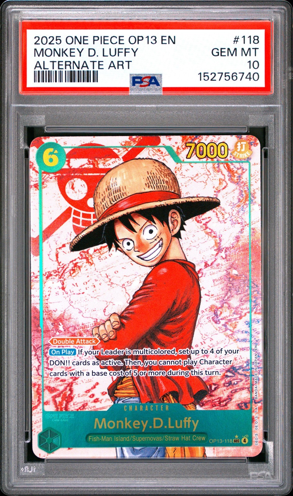 ワンピース英語版 2025 ONE PIECE OP13-CARRYING ON HIS WILL MONKEY D. LUFFY ALTERNATE ART PSA 10 鑑定済【中古】｜Basqueバスク