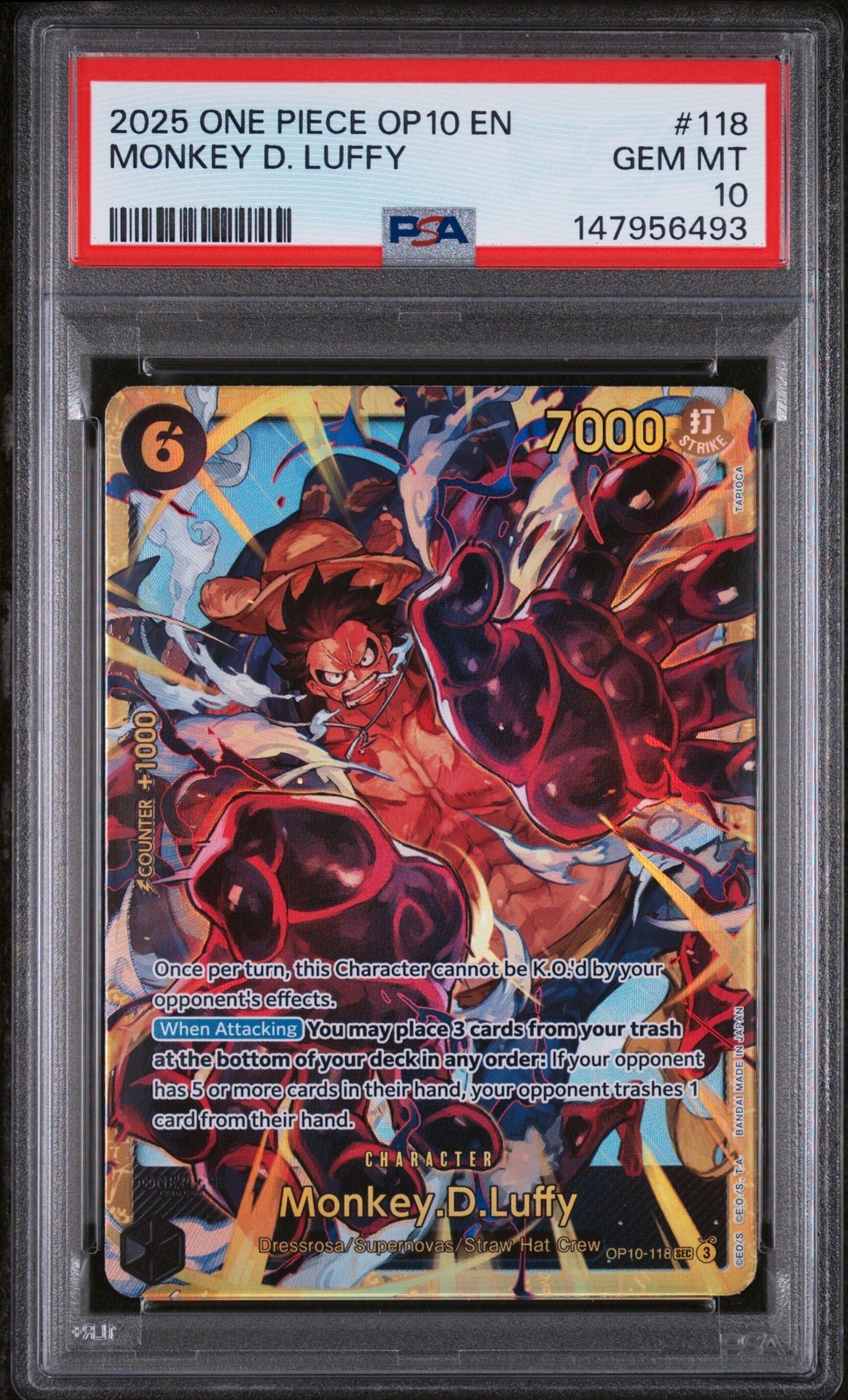 ワンピース英語版 2025 ONE PIECE OP10-ROYAL BLOOD MONKEY D. LUFFY モンキー・D・ルフィ 通常 #118 PSA 10 鑑定済【中古】|Basqueバスク