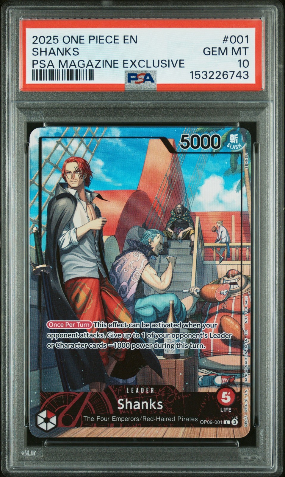 ワンピース英語版 2025 ONE PIECE PROMOS PSA MAGAZINE EXCLUSIVE SHANKS プロモ #001 PSA 10 鑑定済【中古】｜Basqueバスク