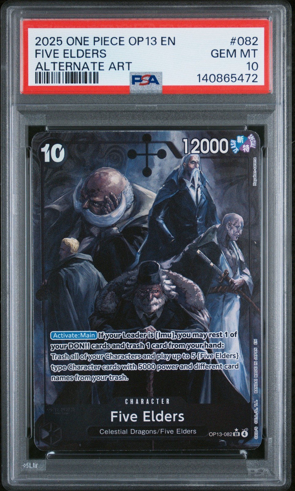 ワンピース英語版 2025 OP13-CARRYING ON HIS WILL FIVE ELDERS ALTERNATE ART #082 PSA 10 鑑定済【中古】｜Basqueバスク