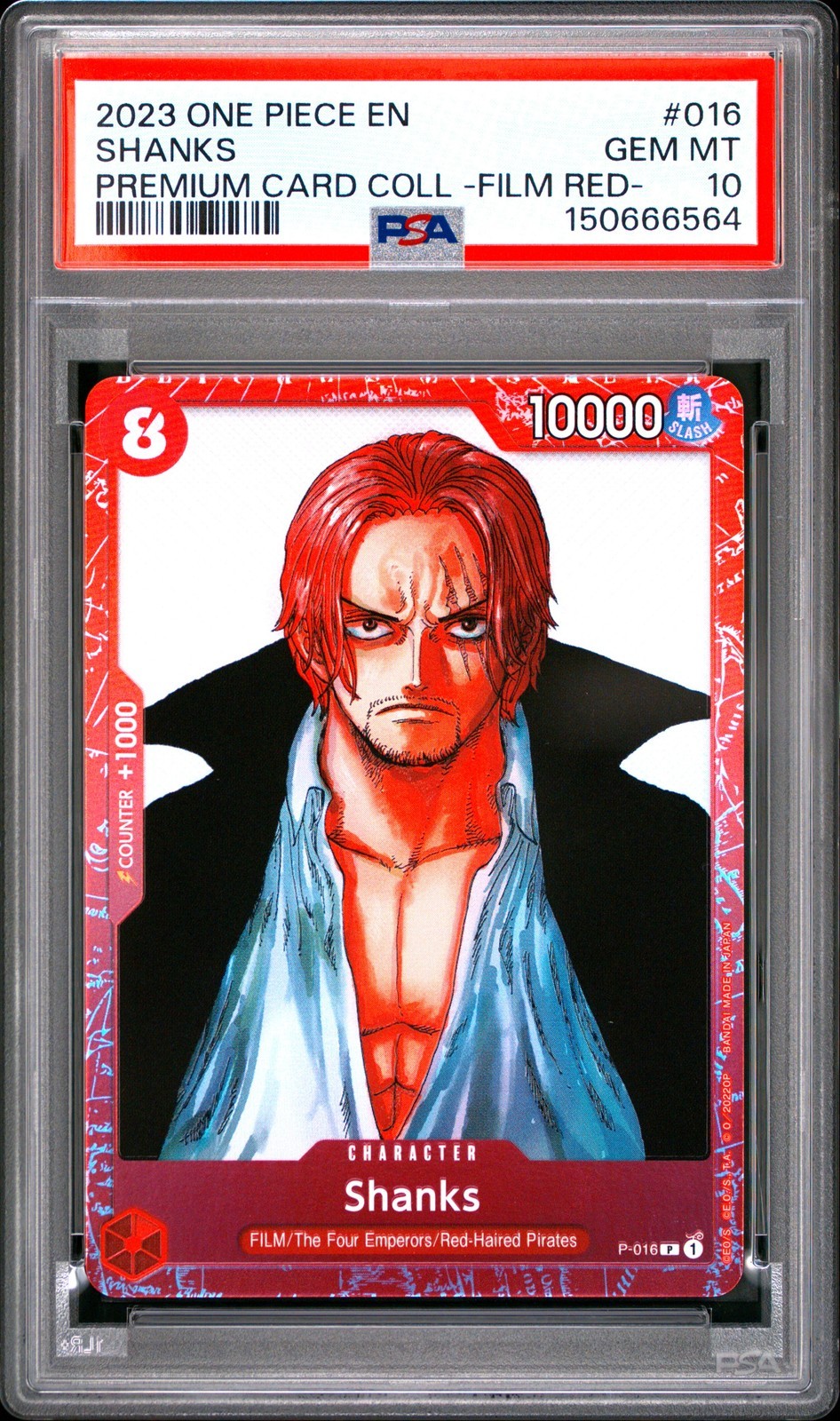 ワンピース英語版 2023 PREMIUM CARD COLLECTION FILM RED SHANKS(シャンクス) プロモ #016 PSA 10 鑑定済【中古】｜Basqueバスク