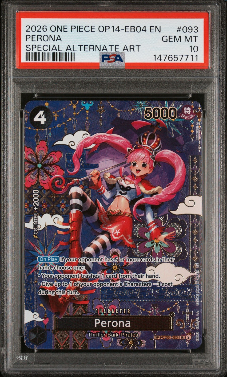ワンピース英語版 2026 ONE PIECE OP14-EB04-THE AZURE SEA'S SEVEN PERONA ペローナ #093 PSA 10 鑑定済【中古】|Basqueバスク