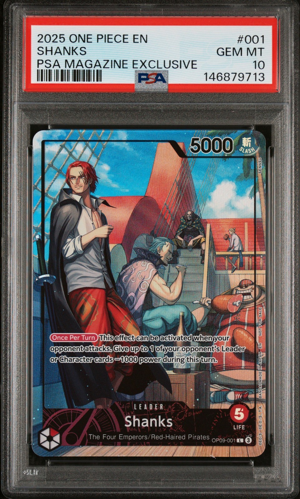 ワンピース英語版 2025 ONE PIECE PROMOS PSA MAGAZINE EXCLUSIVE シャンクス プロモ #001 PSA 10 鑑定済【中古】｜Basqueバスク