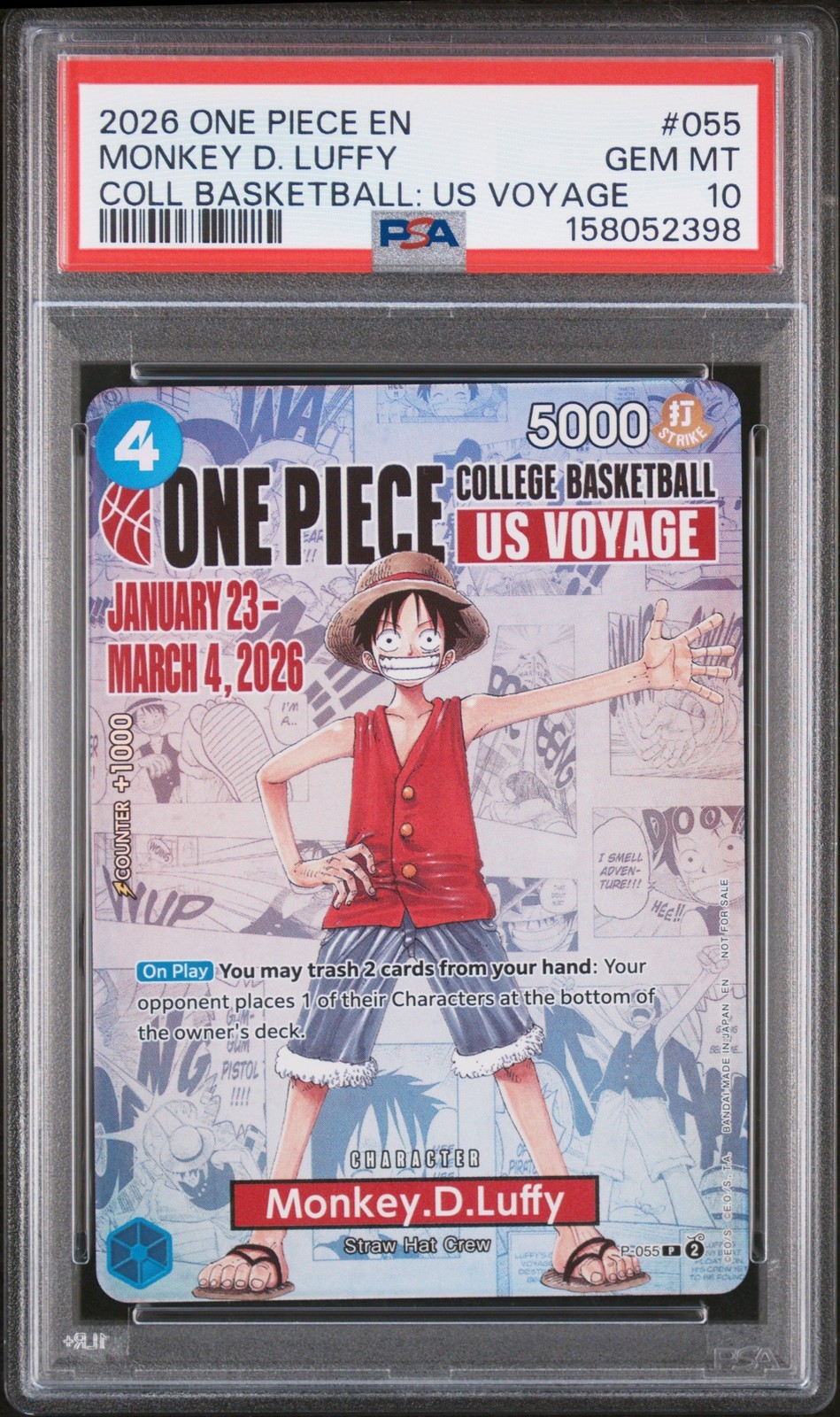 ワンピース英語版 2026 ONE PIECE PROMOS MONKEY D. LUFFY プロモ #055 PSA 10 鑑定済【中古】｜Basqueバスク
