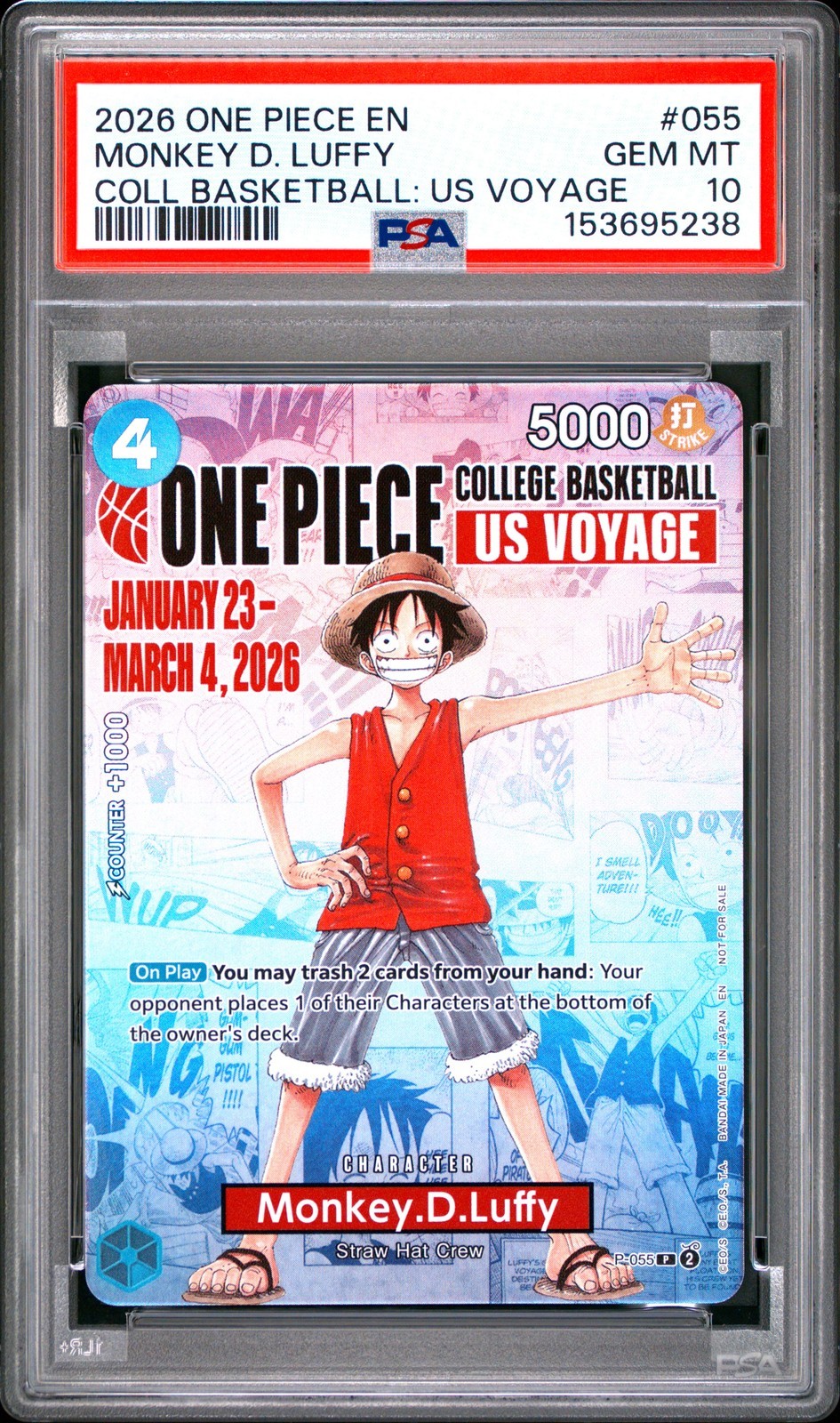 ワンピース英語版 2026 ONE PIECE PROMOS モンキー・D・ルフィ MONKEY D. LUFFY #055 PSA 10 鑑定済【中古】｜Basqueバスク