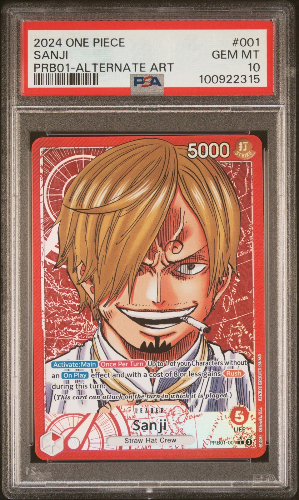 ワンピース英語版 2024 PRB01 ONE PIECE CARD THE BEST サンジ SANJI #001 PSA10 鑑定済【中古】｜Basqueバスク