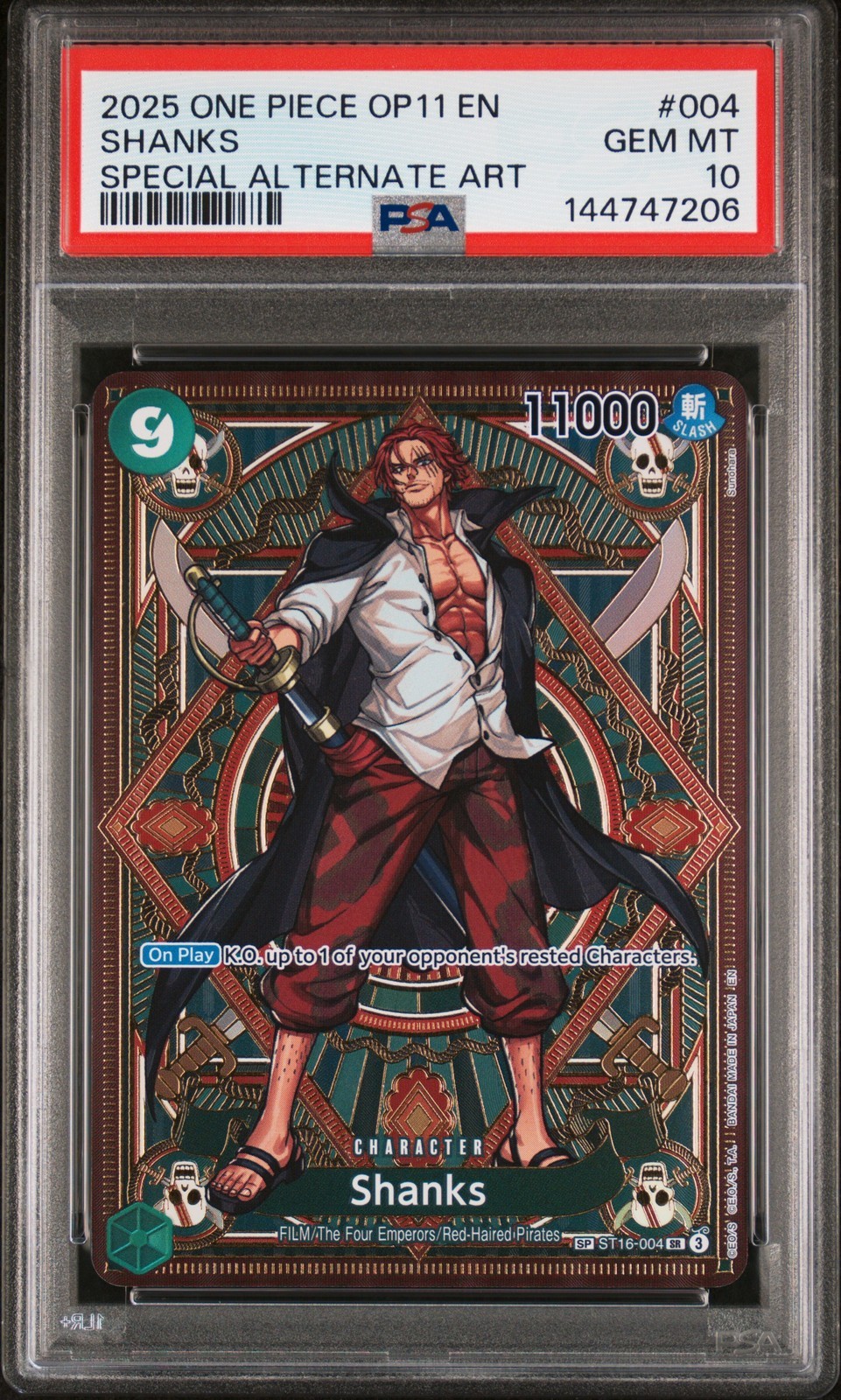 ワンピース英語版 2025 OP11-A FIST OF DIVINE SPEED シャンクス Special Alternate Art PSA10 鑑定済【中古】｜Basqueバスク