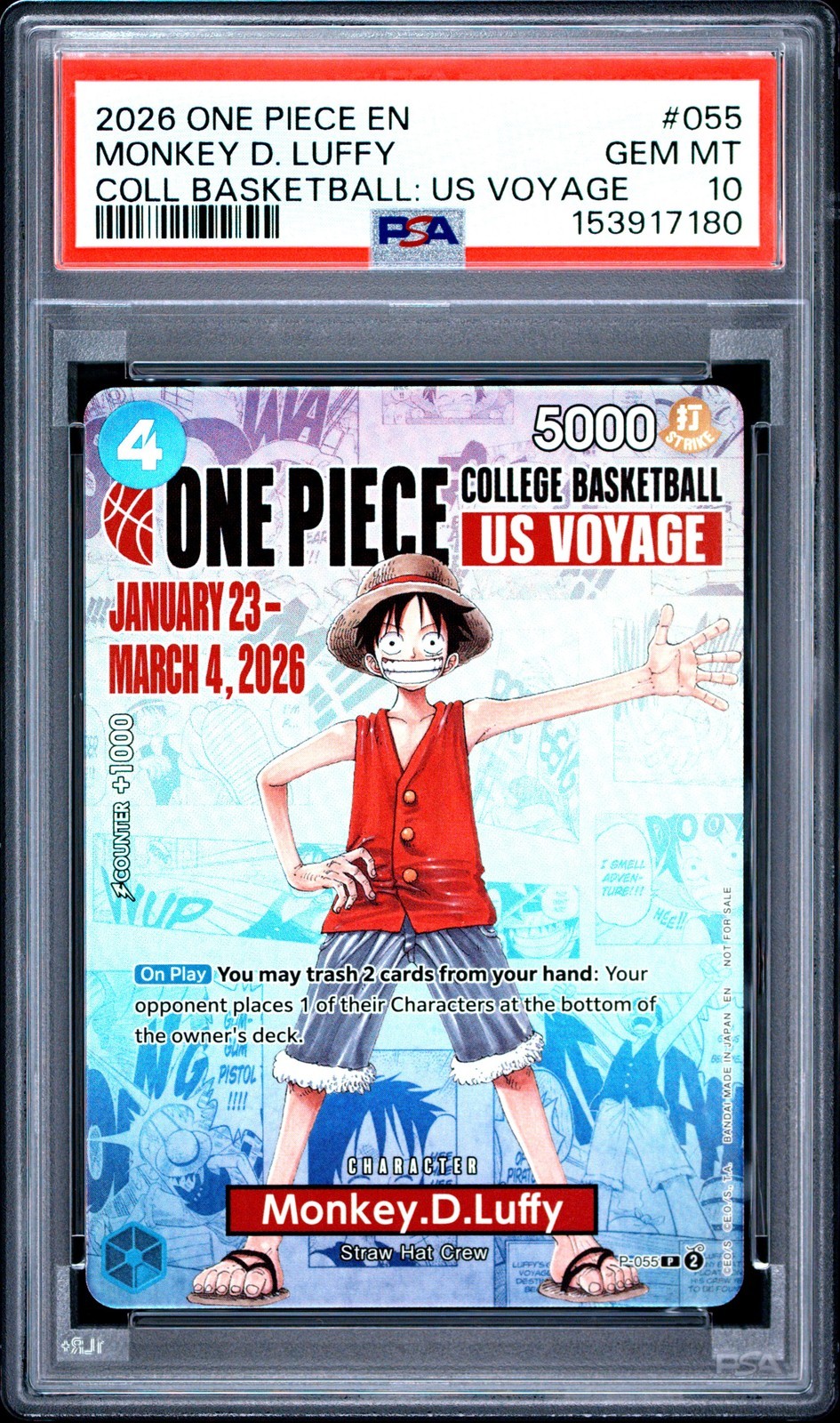 ワンピース英語版 2026 ONE PIECE PROMOS モンキー・D・ルフィ プロモ #055 PSA 10 鑑定済【中古】｜Basqueバスク