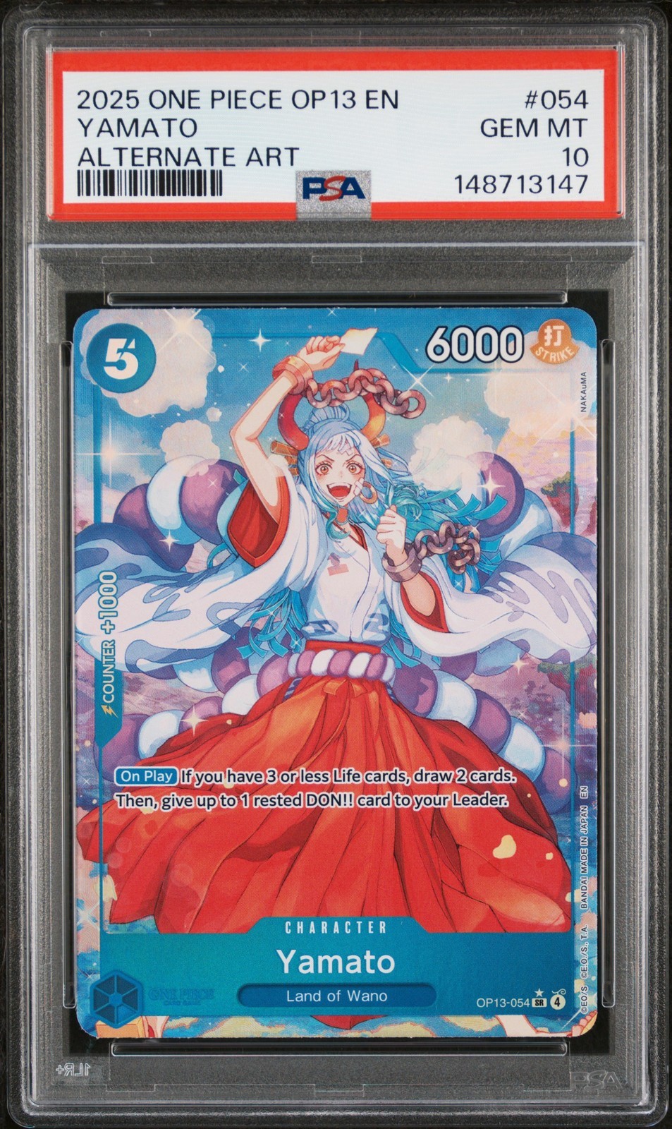 ワンピース英語版 2025 OP13-CARRYING ON HIS WILL YAMATO ALTERNATE ART #054 PSA 10 鑑定済【中古】｜Basqueバスク