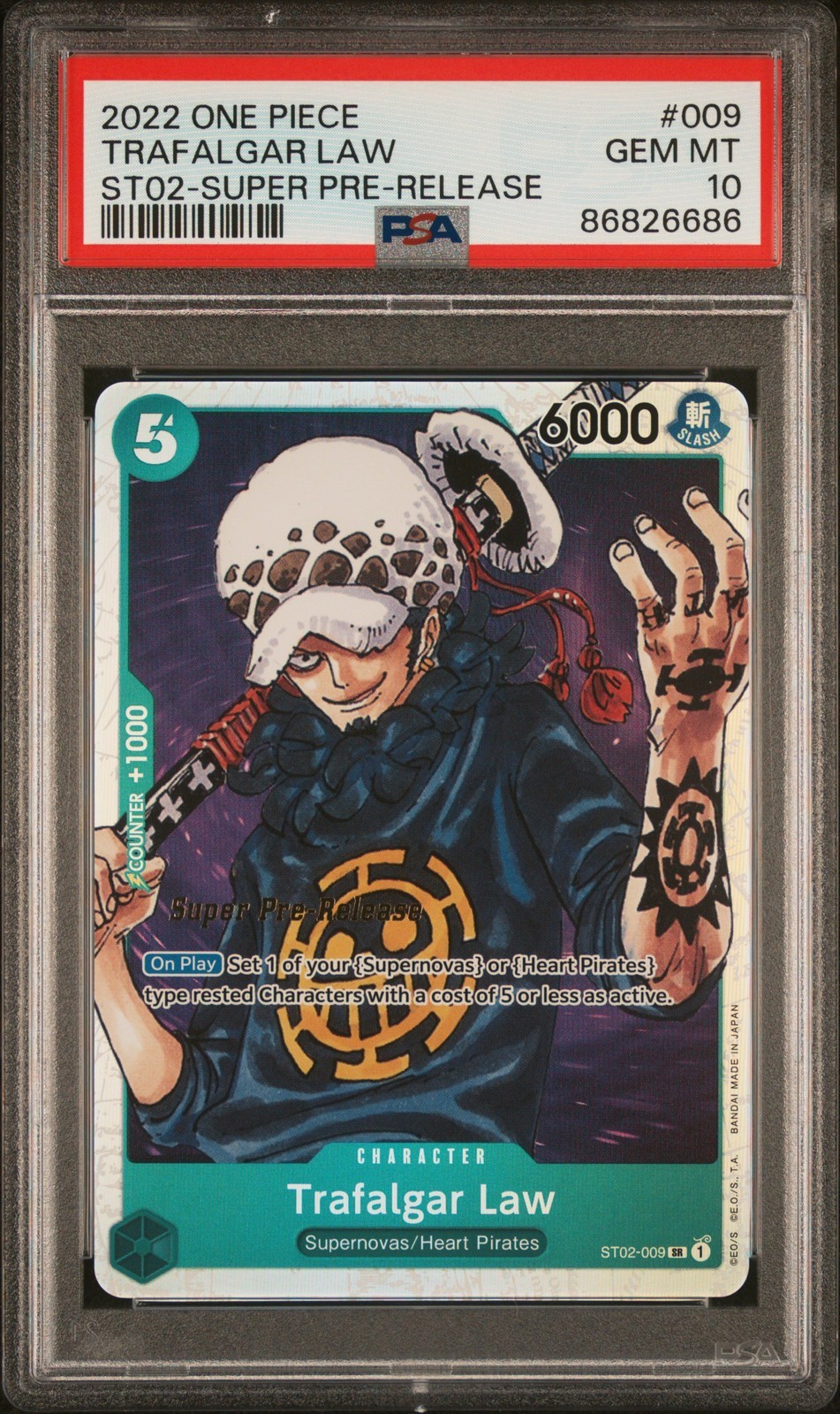 ワンピース英語版 2022 ONE PIECE ST02-WORST GENERATION TRAFALGAR LAW #009 PSA 10 鑑定済【中古】｜Basqueバスク