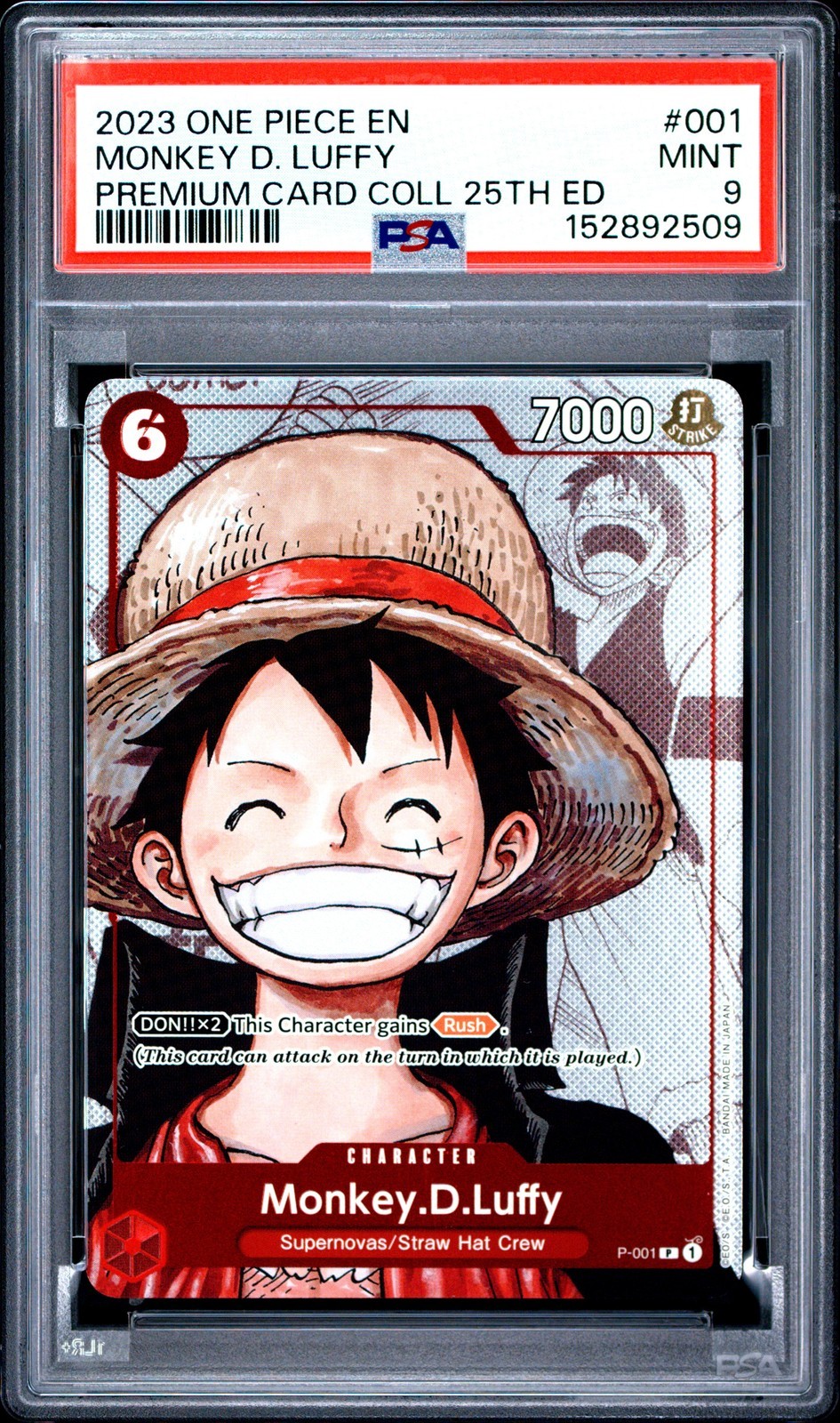 ワンピース英語版 2023 プレミアムカードコレクション 25周年エディション モンキー・D・ルフィ #001 PSA 9 鑑定済【中古】|Basqueバスク