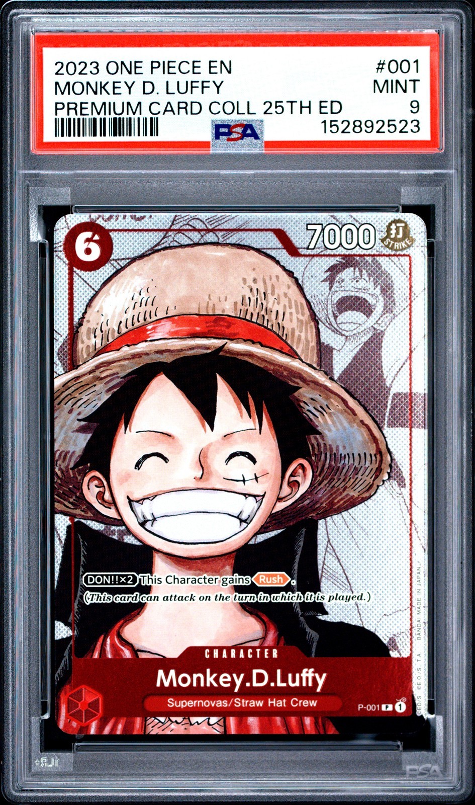 ワンピース英語版 2023 PREMIUM CARD COLLECTION 25TH EDITION モンキー・D・ルフィ プロモ #001 PSA9 鑑定済【中古】|Basqueバスク
