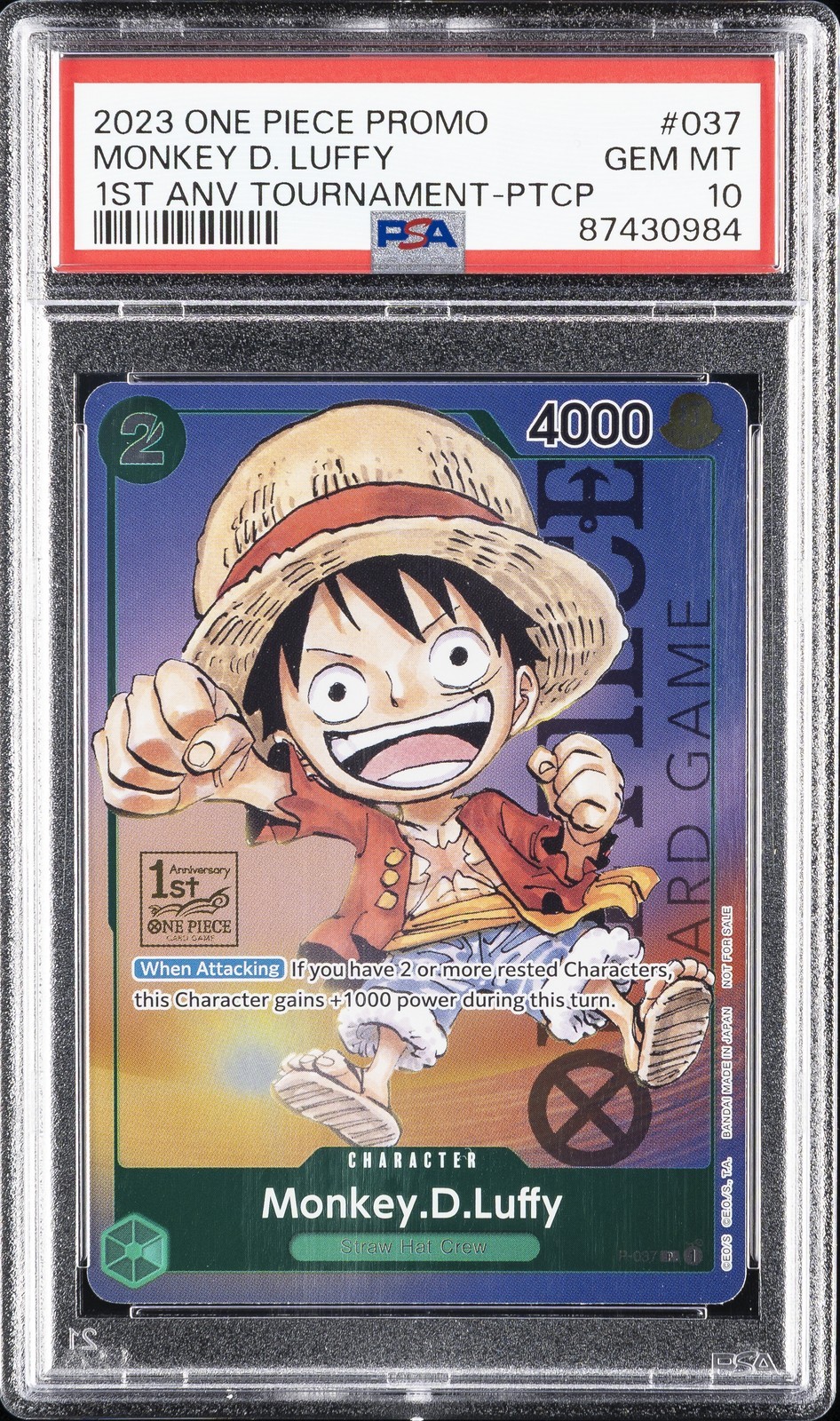 ワンピース英語版 2023 ONE PIECE PROMOS MONKEY D. LUFFY プロモ #037 PSA 10 鑑定済【中古】|Basqueバスク