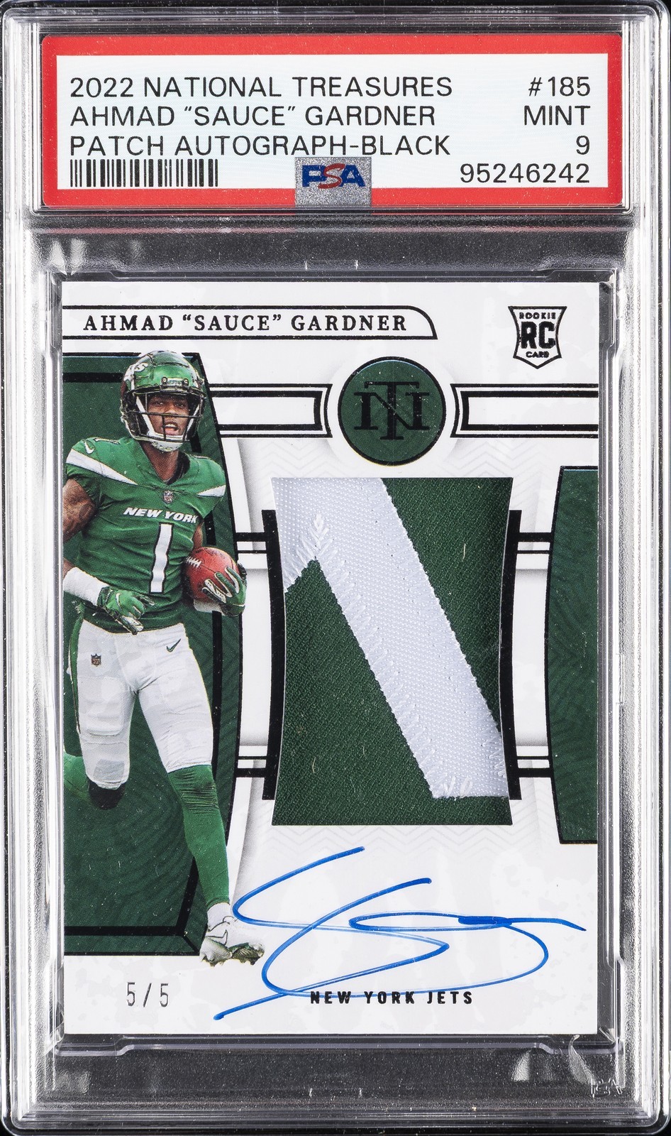 ワンピース英語版 2022 NATIONAL TREASURES AHMAD &ldquo;SAUCE&rdquo; GARDNER PATCH AUTO-BLACK #185 PSA 9 鑑定済【中古】｜Basqueバスク