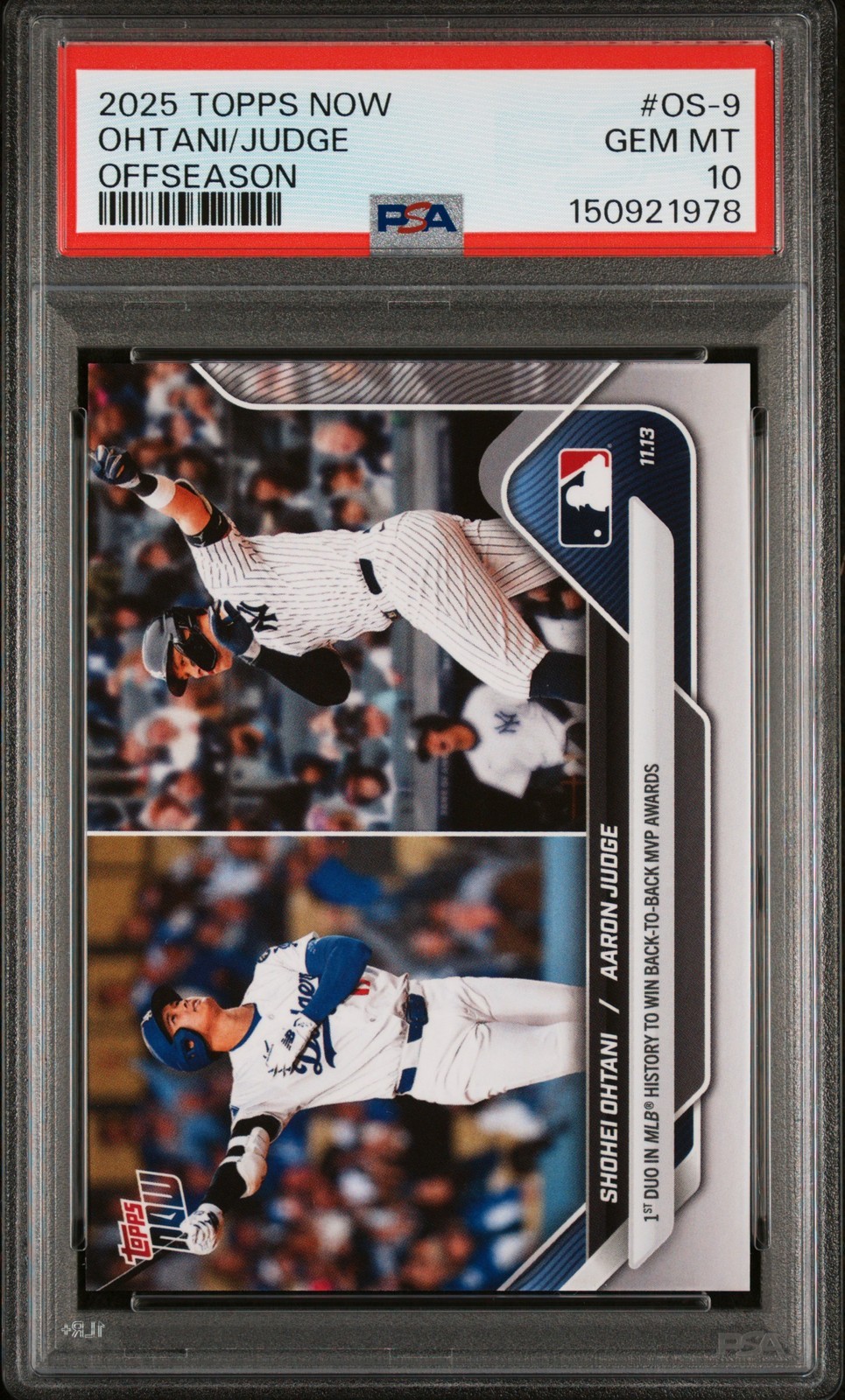 MLB 2025 TOPPS NOW OFFSEASON アーロン・ジャッジ/大谷翔平 #OS-9 PSA10 鑑定済【中古】｜Basqueバスク