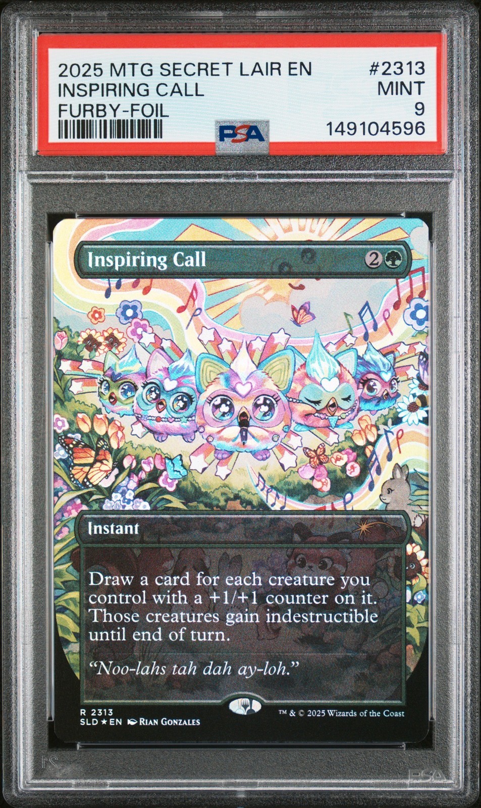 MTG英語版 2025 SECRET LAIR DROP FURBY: DOO-AY NOO-LAH INSPIRING CALL FOIL #2313 PSA 9 鑑定済【中古】｜Basqueバスク