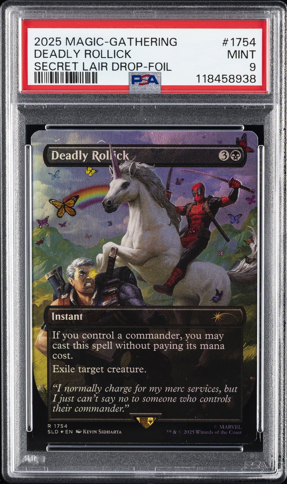 MTG英語版 2025 SECRET LAIR DROP MARVEL'S DEADPOOL DEADLY ROLLICK FOIL #1754 PSA 9 鑑定済【中古】|Basqueバスク